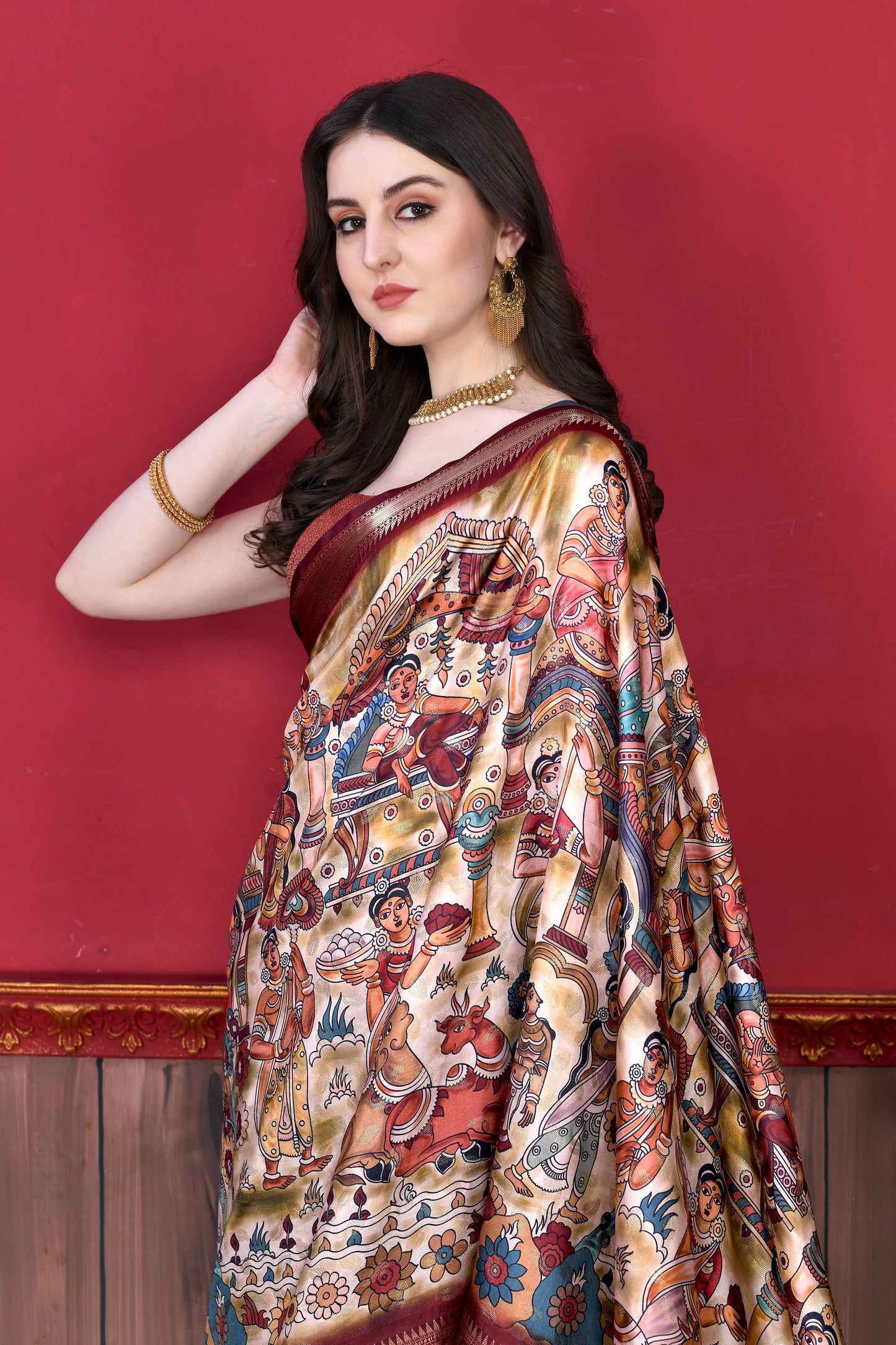 luxurious designer digital print  Soft Kanjivaram silk saree