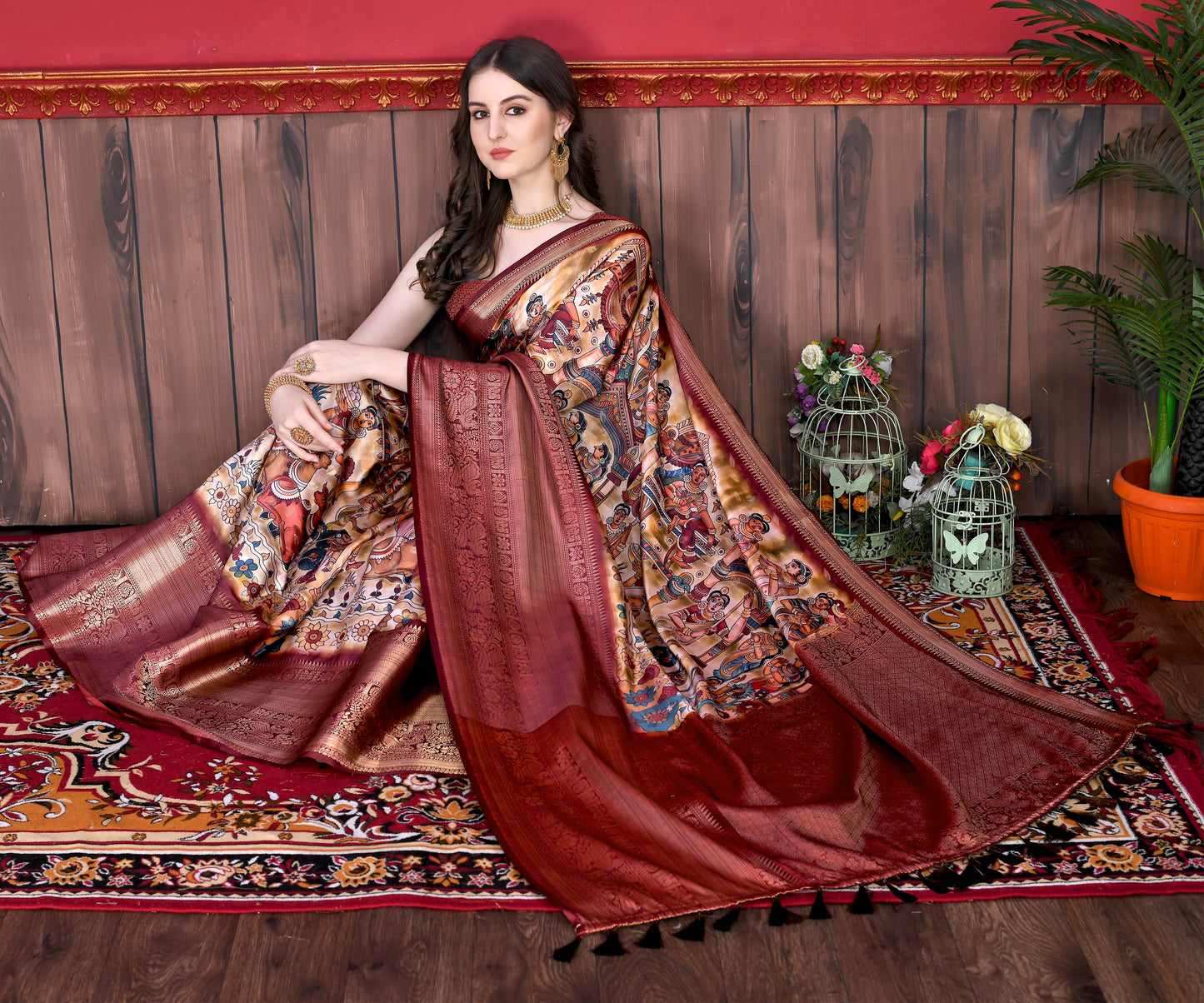 luxurious designer digital print  Soft Kanjivaram silk saree