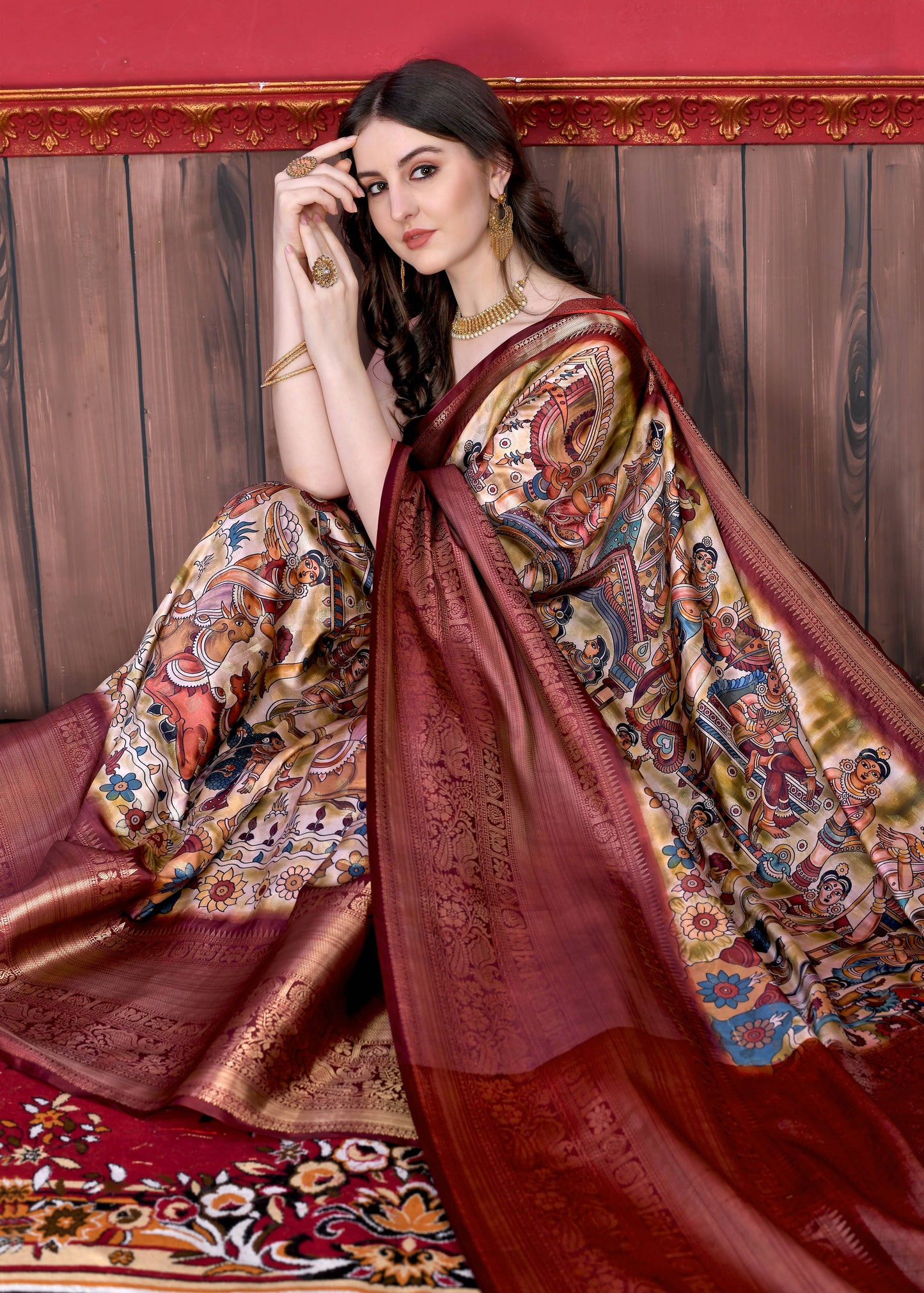 luxurious designer digital print  Soft Kanjivaram silk saree