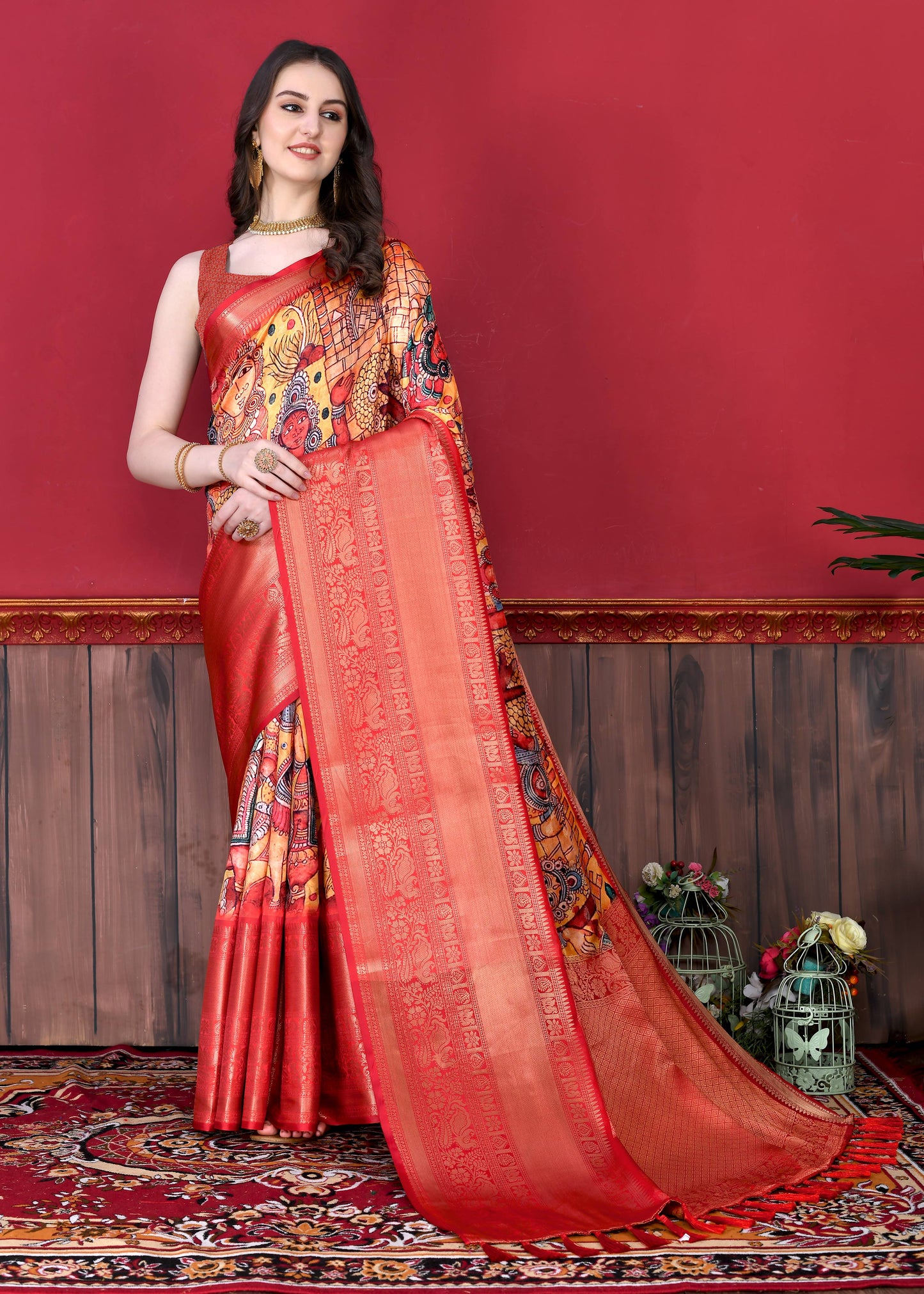 luxurious designer digital print  Soft Kanjivaram silk saree