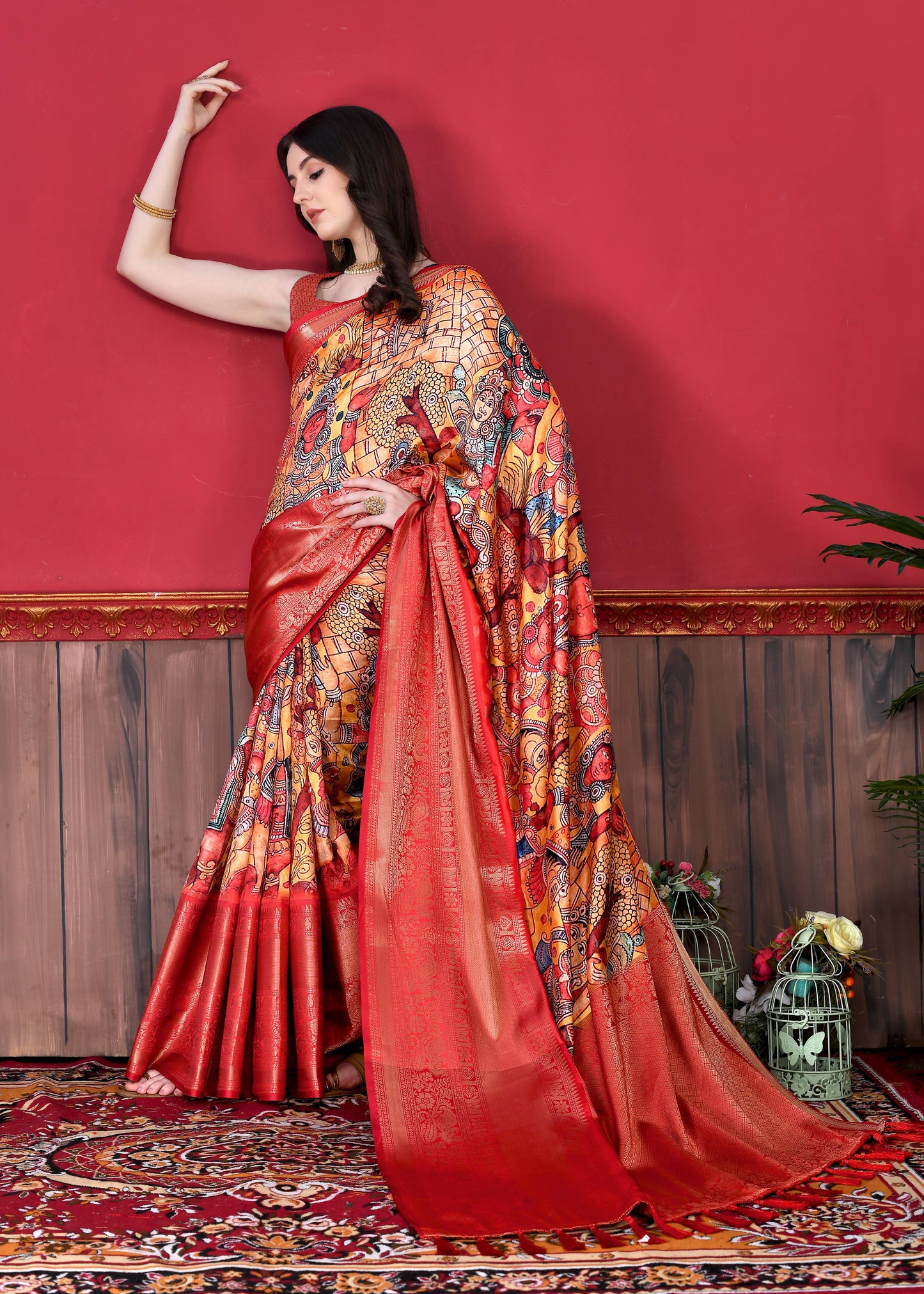 luxurious designer digital print  Soft Kanjivaram silk saree