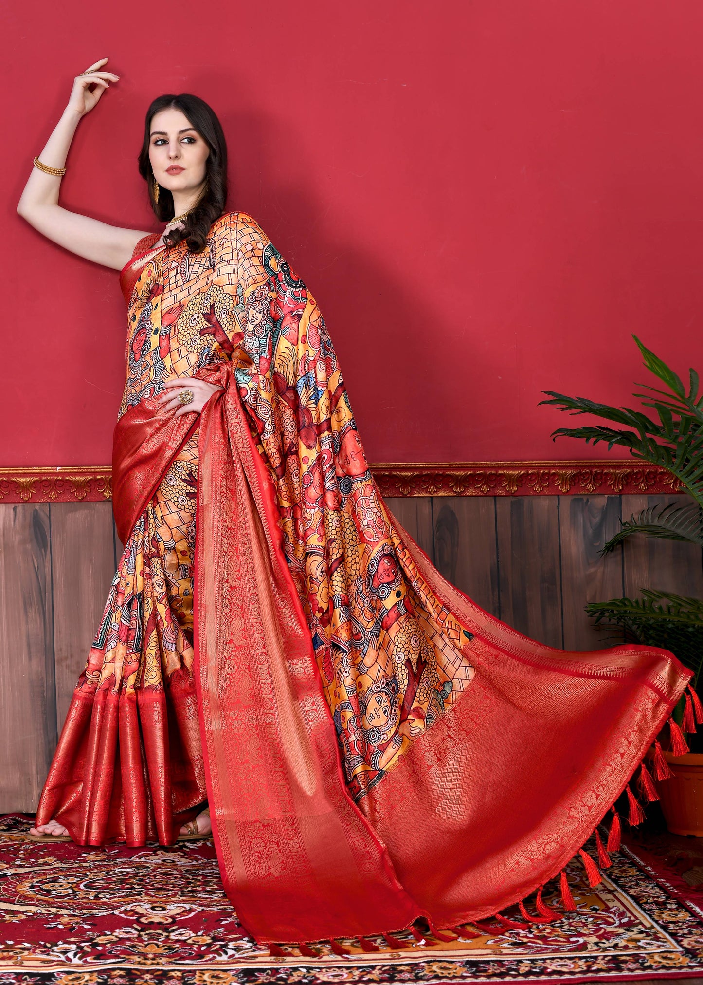 luxurious designer digital print  Soft Kanjivaram silk saree