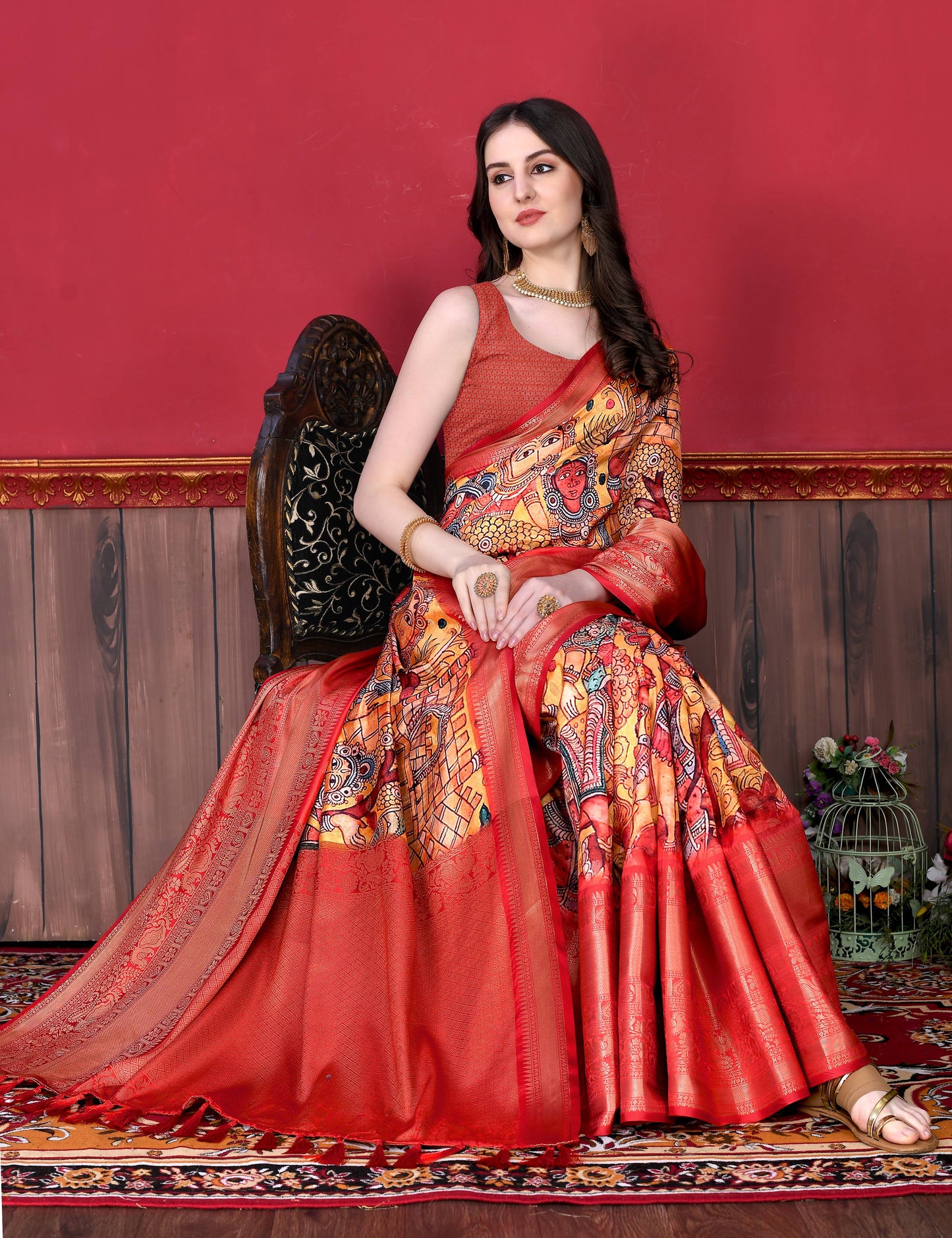 luxurious designer digital print  Soft Kanjivaram silk saree