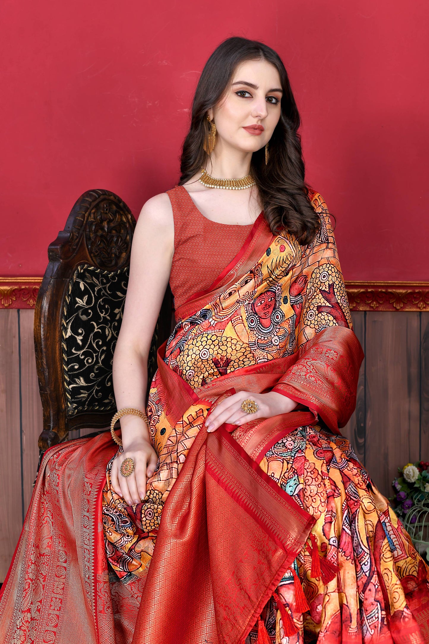 luxurious designer digital print  Soft Kanjivaram silk saree