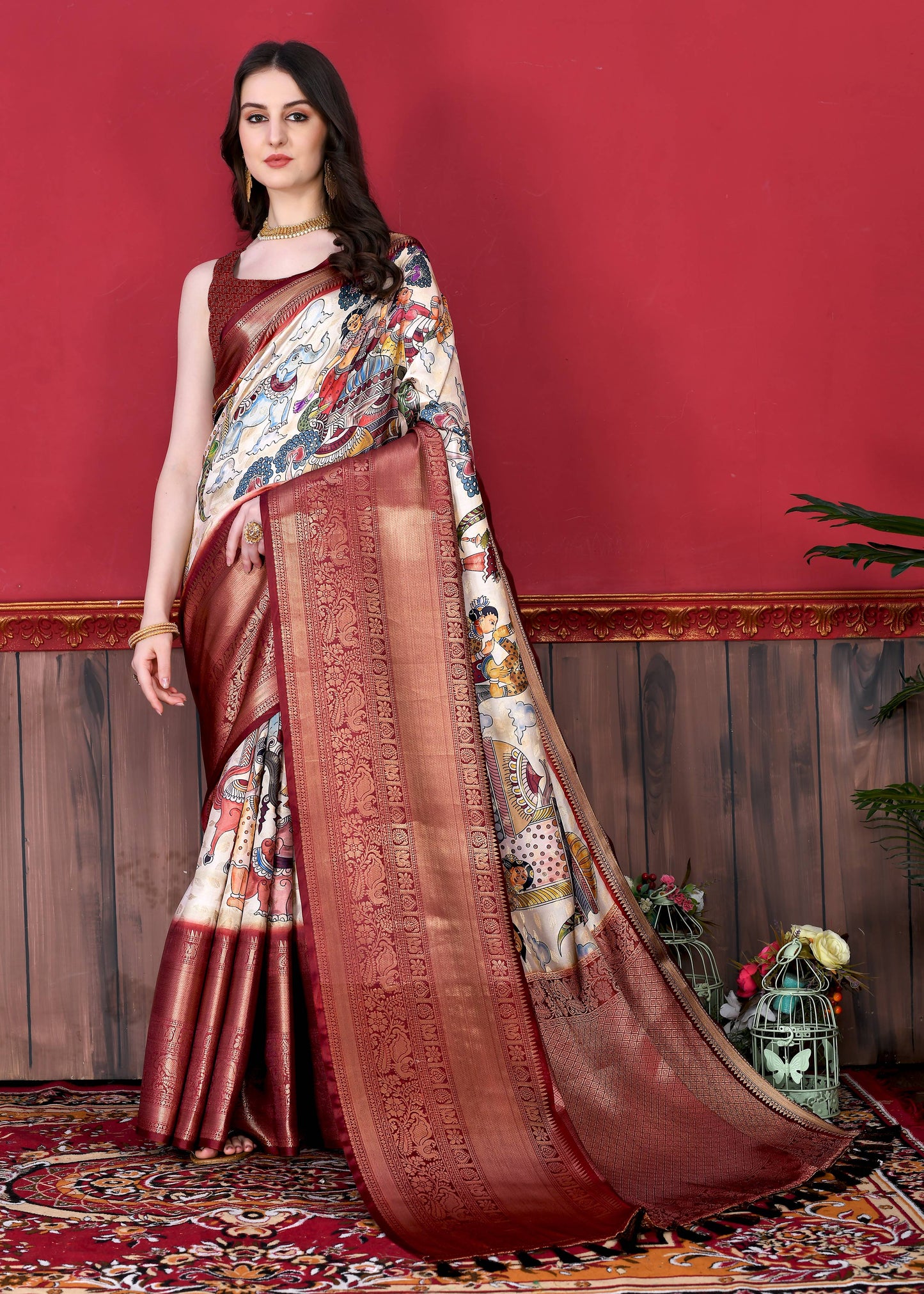 luxurious designer digital print  Soft Kanjivaram silk saree