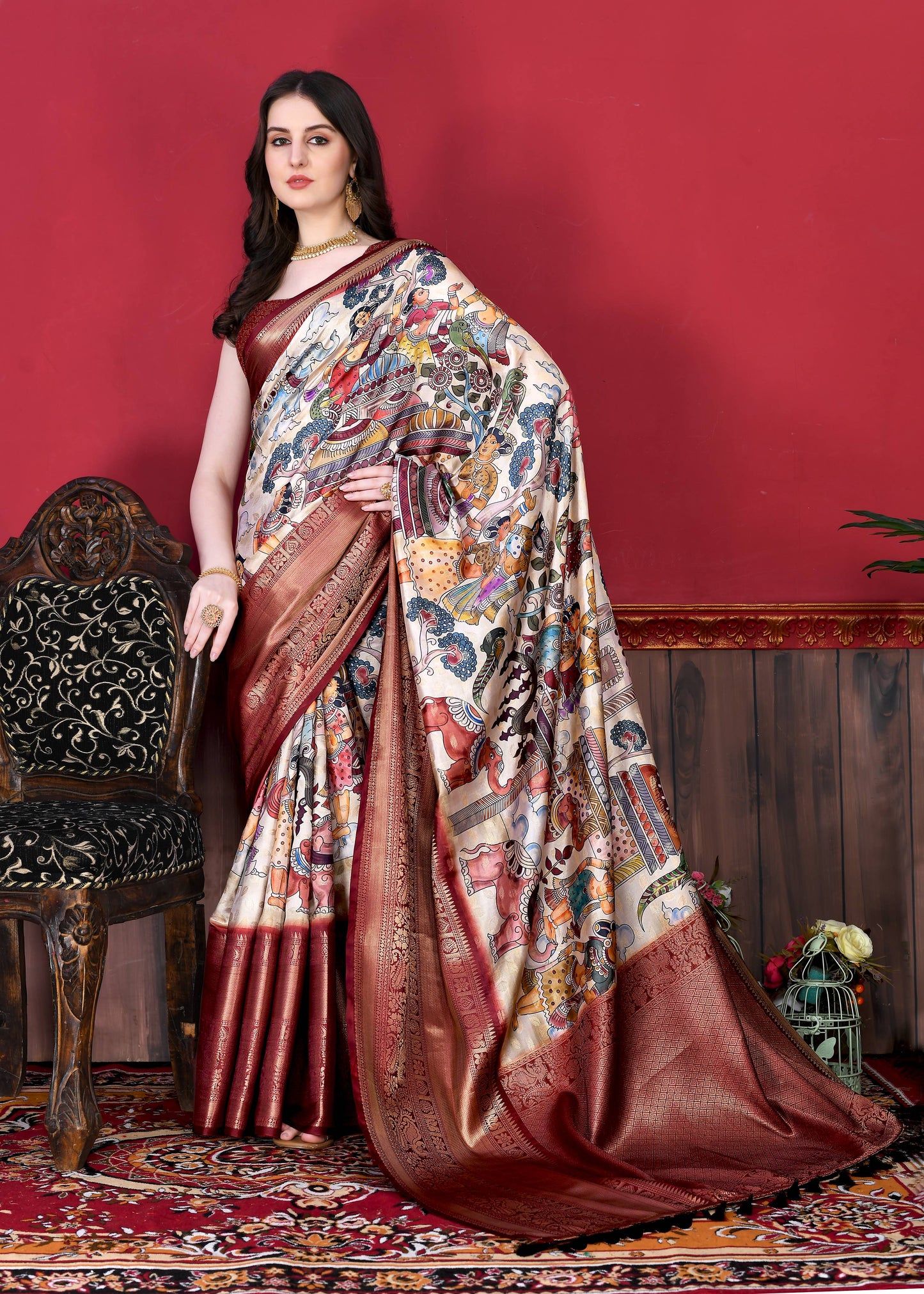 luxurious designer digital print  Soft Kanjivaram silk saree