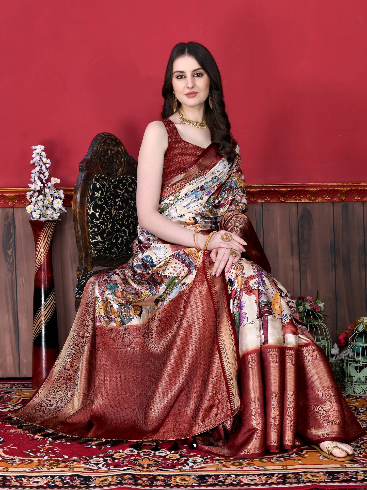 luxurious designer digital print  Soft Kanjivaram silk saree