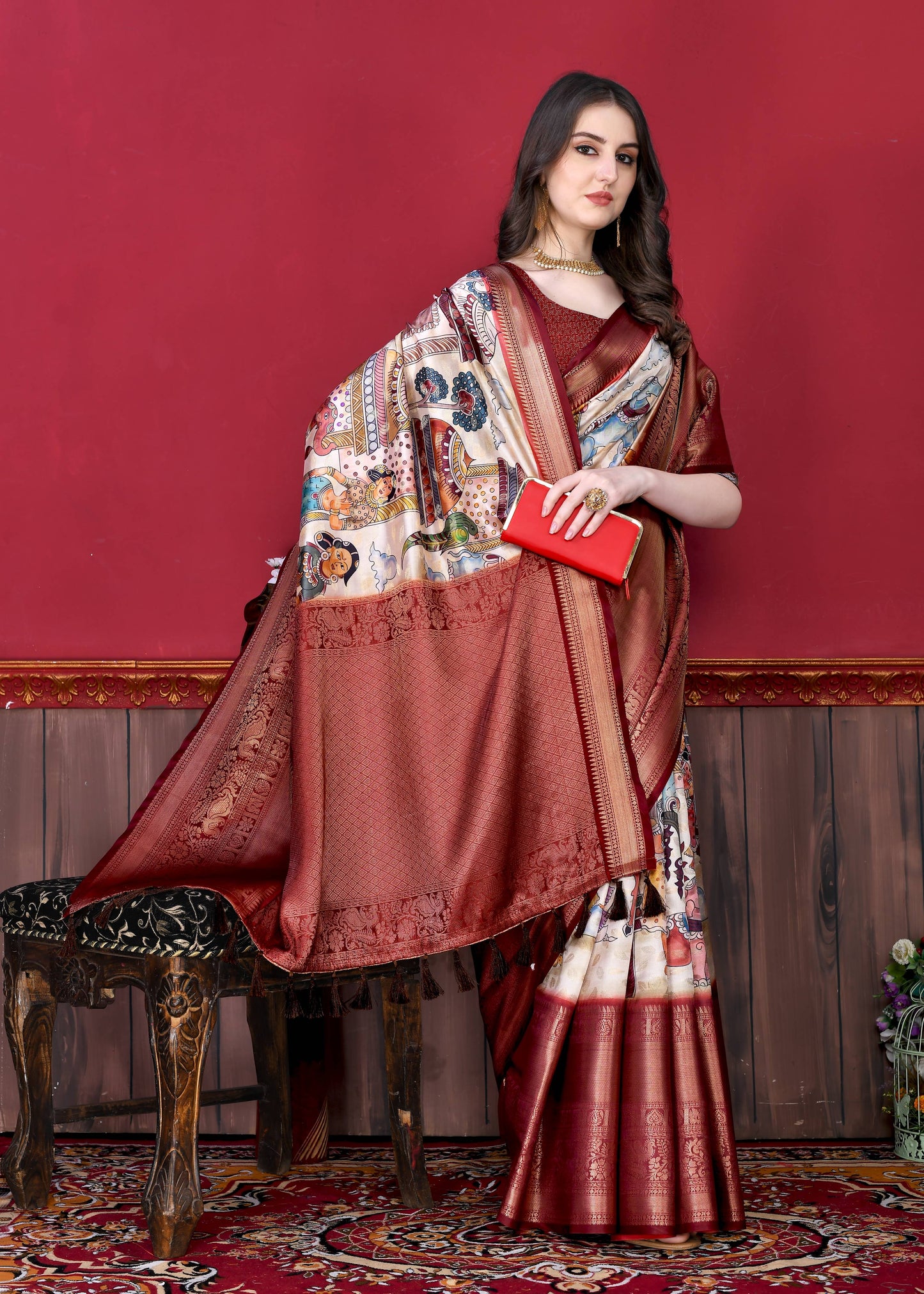 luxurious designer digital print  Soft Kanjivaram silk saree