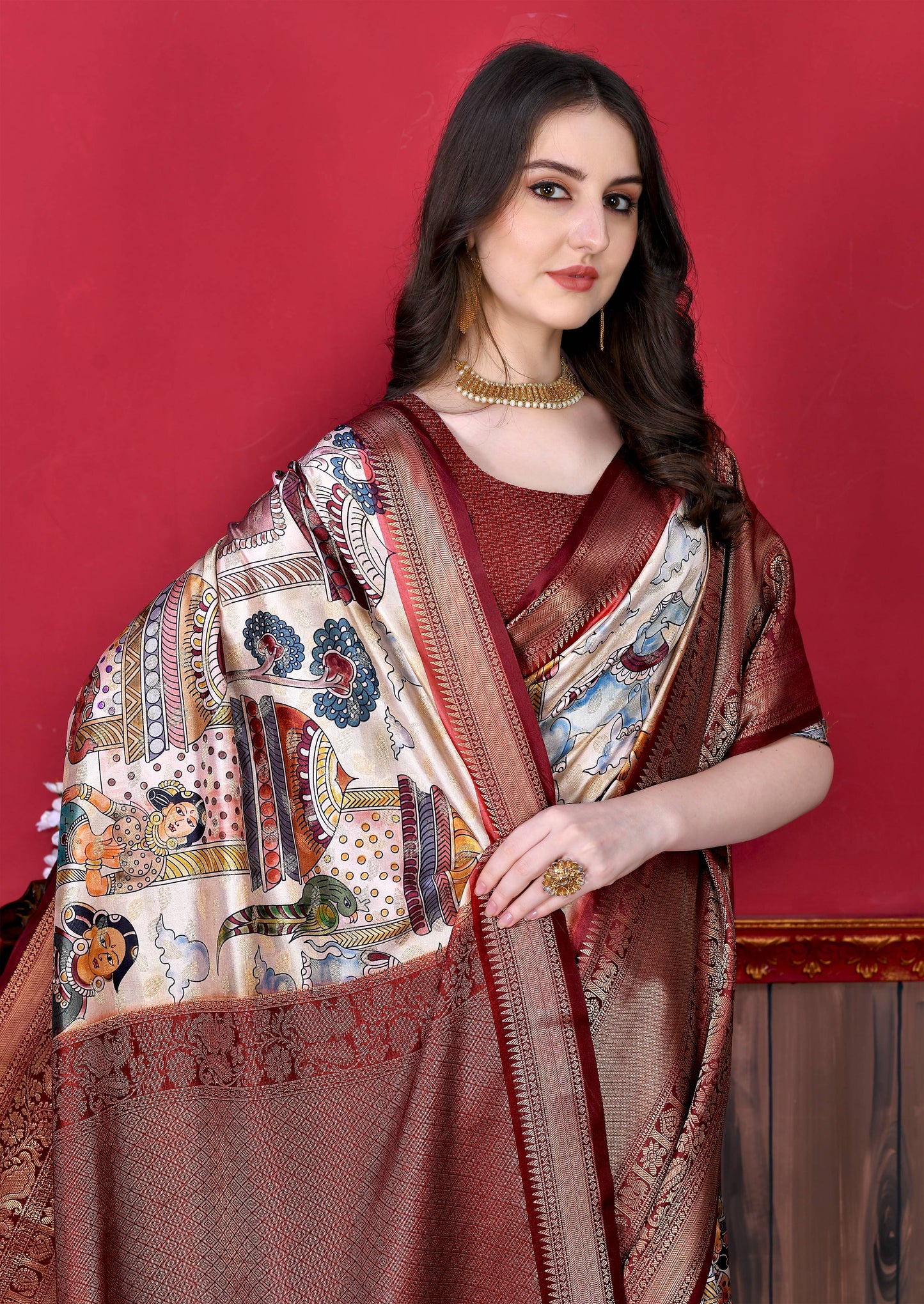 luxurious designer digital print  Soft Kanjivaram silk saree