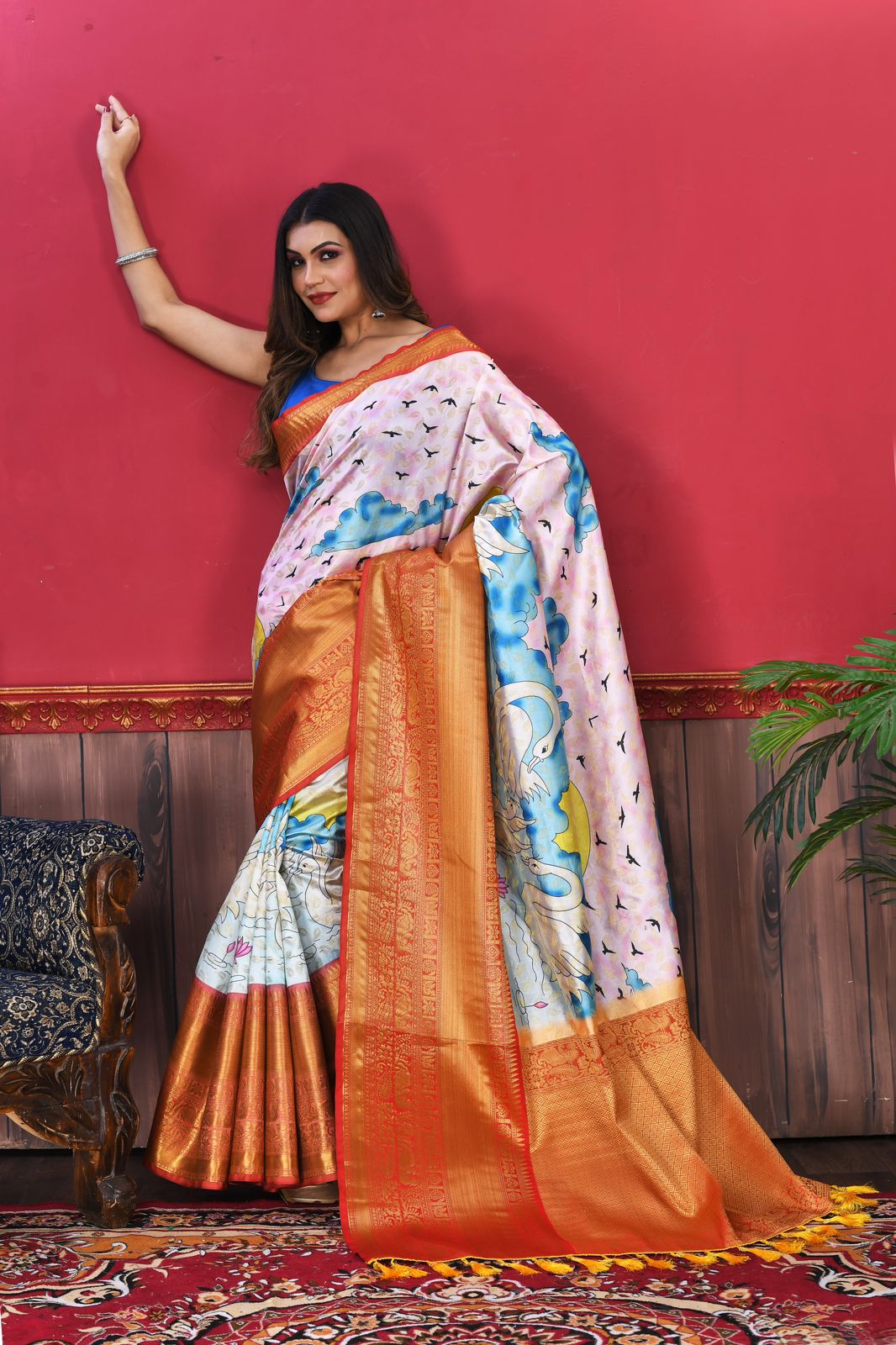 luxurious designer digital print  Soft Kanjivaram silk saree