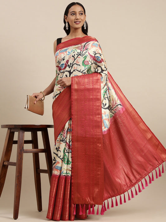 luxurious designer digital print  Soft Kanjivaram silk saree