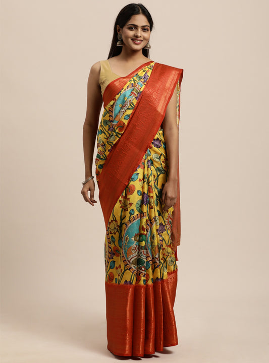 luxurious designer digital print  Soft Kanjivaram silk saree