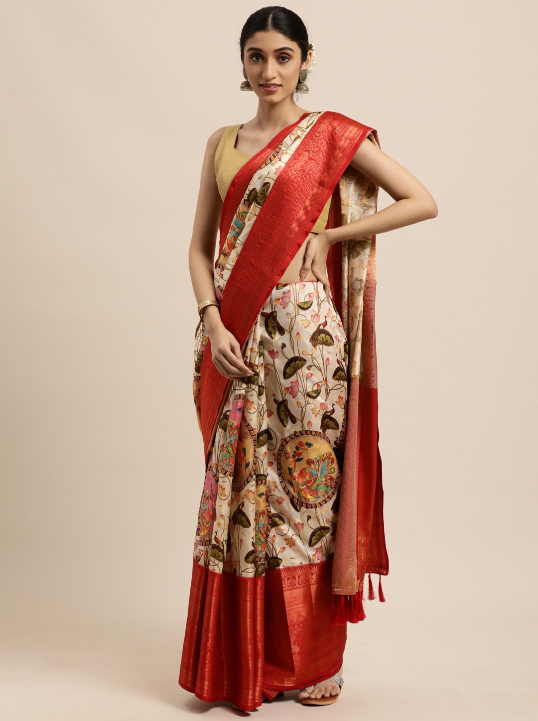 luxurious designer digital print  Soft Kanjivaram silk saree