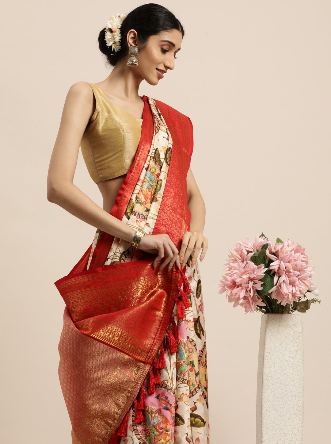 luxurious designer digital print  Soft Kanjivaram silk saree