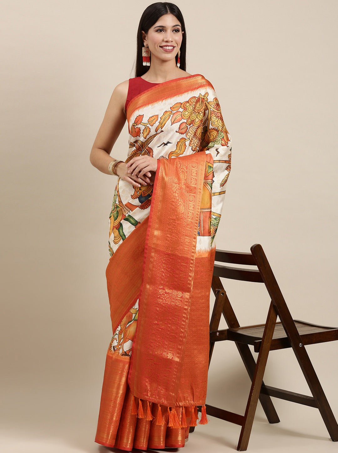 luxurious designer digital print  Soft Kanjivaram silk saree