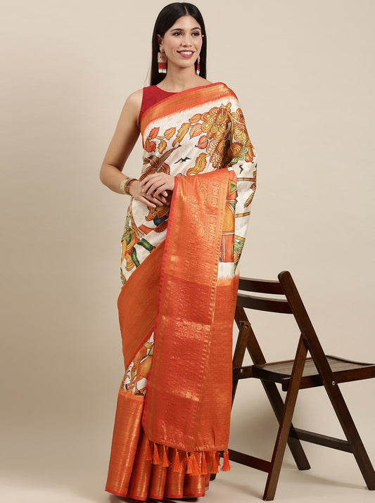 luxurious designer digital print  Soft Kanjivaram silk saree