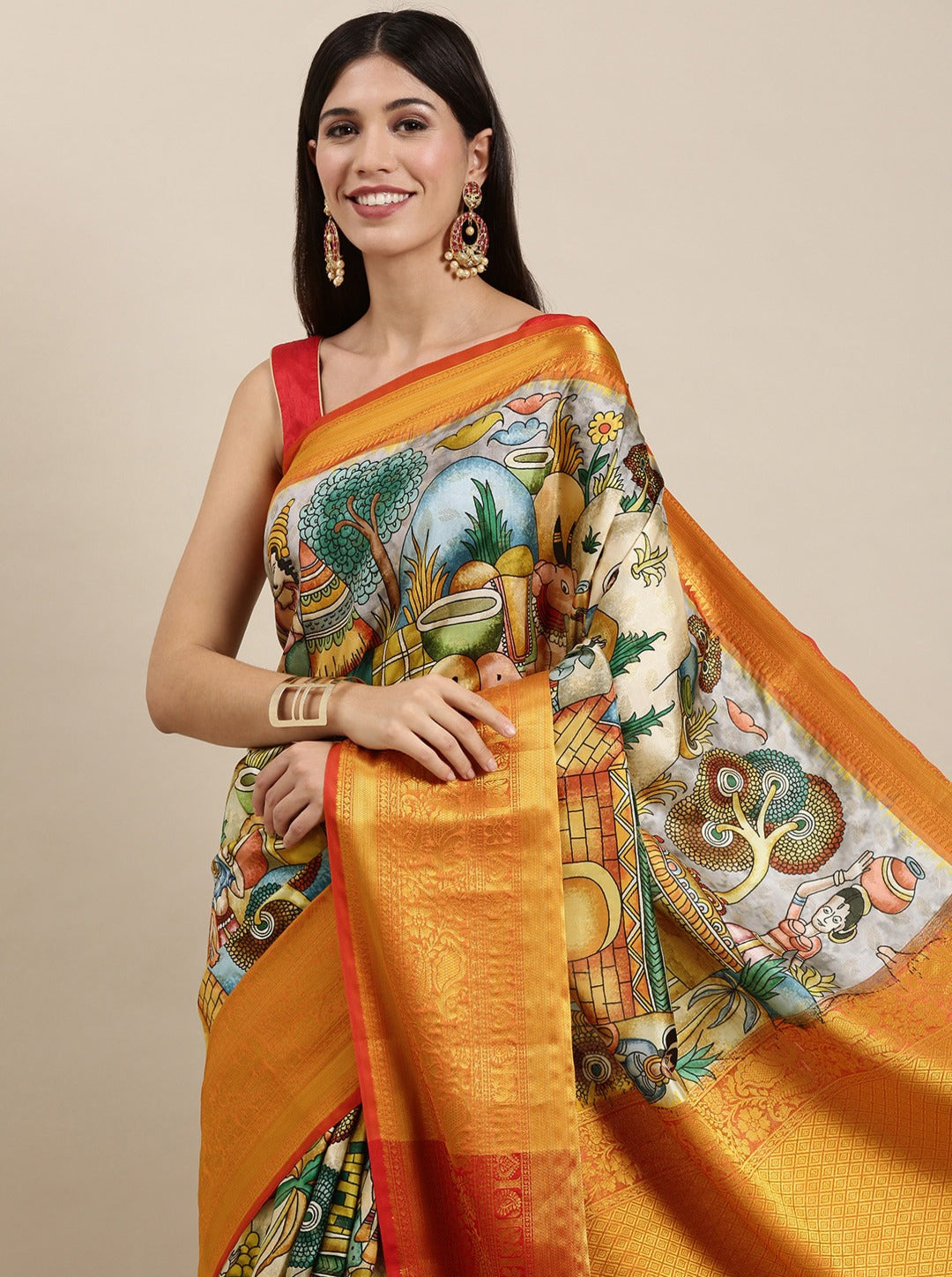 luxurious designer digital print  Soft Kanjivaram silk saree