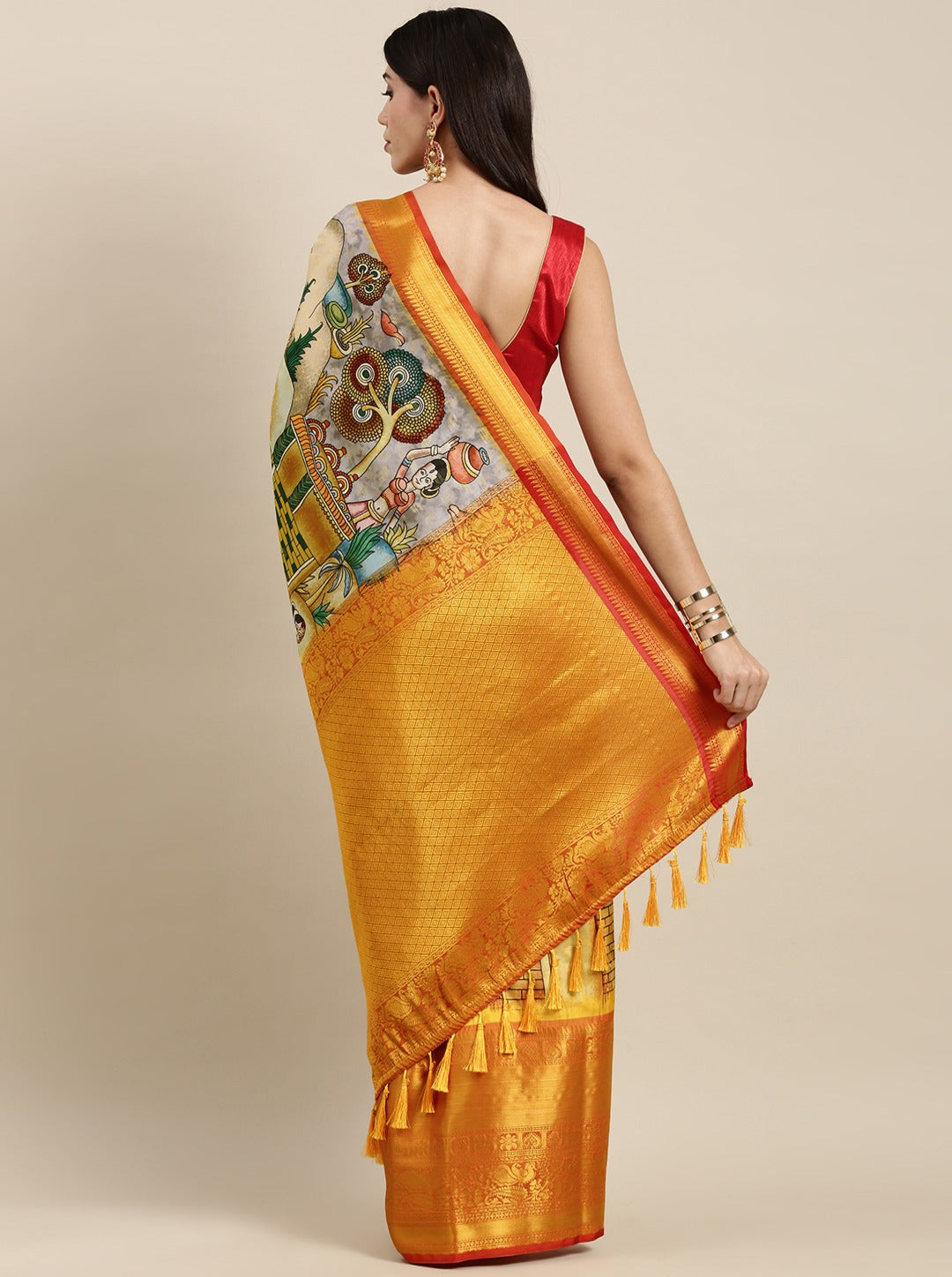 luxurious designer digital print  Soft Kanjivaram silk saree