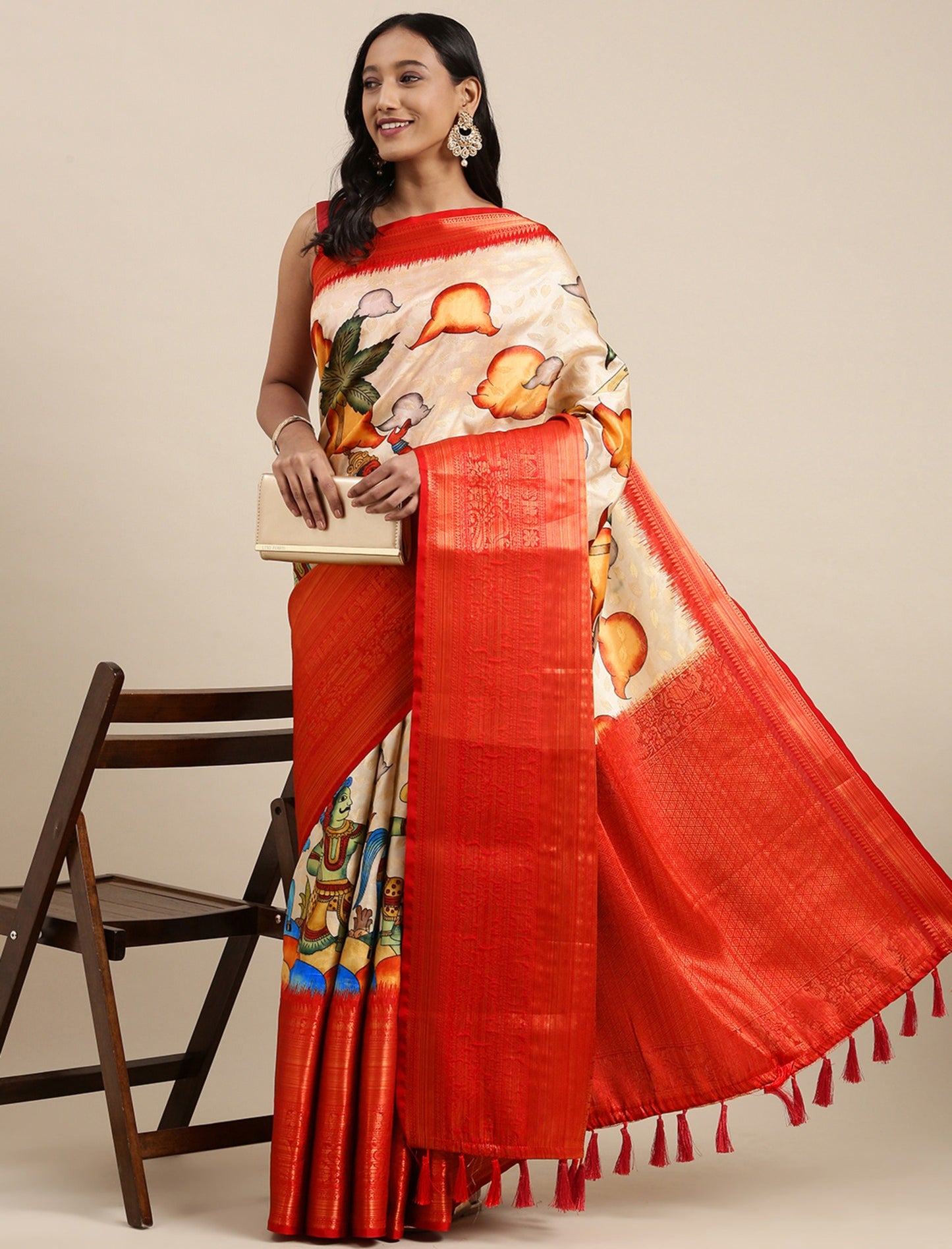 luxurious designer digital print  Soft Kanjivaram silk saree