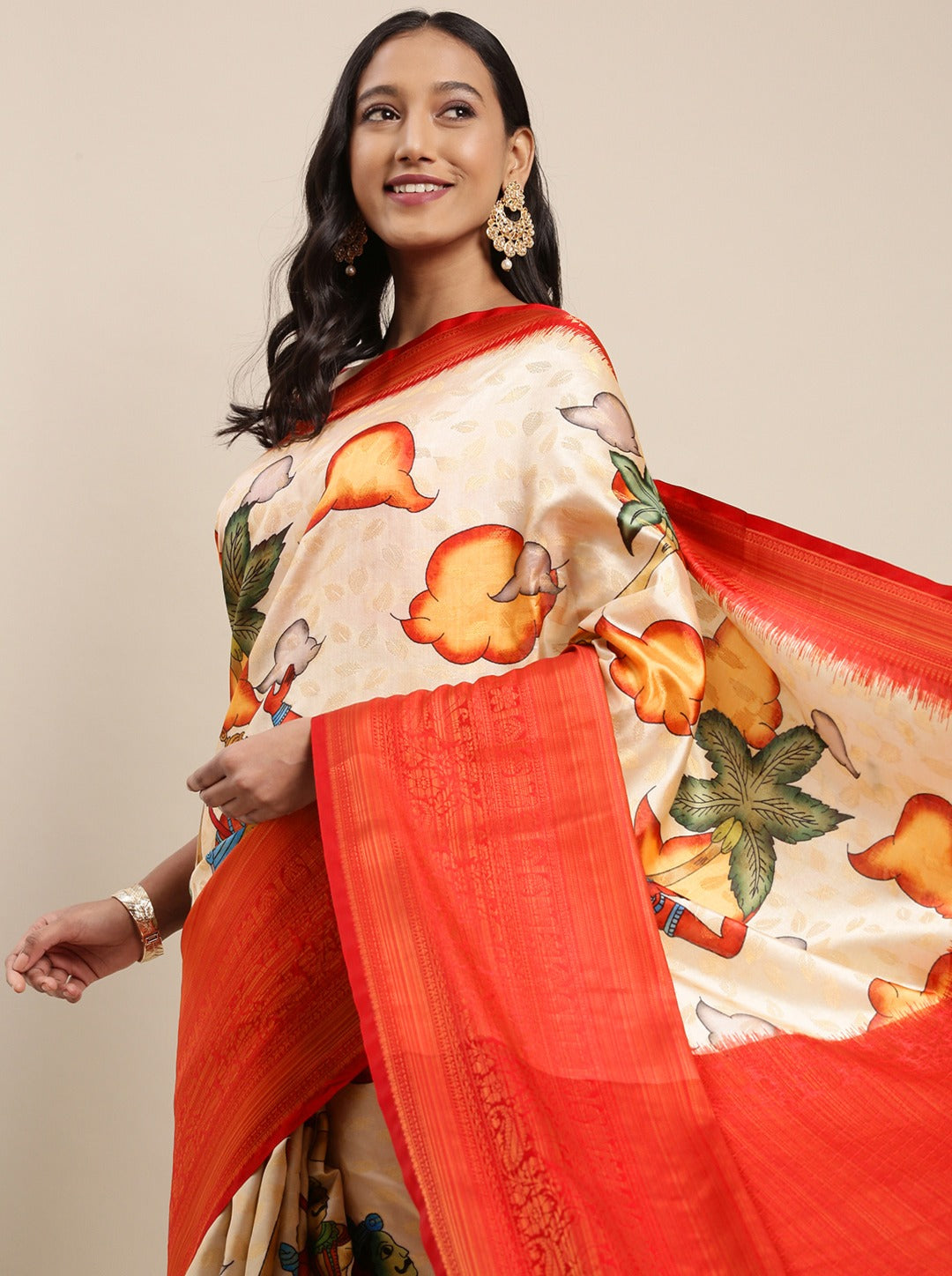 luxurious designer digital print  Soft Kanjivaram silk saree