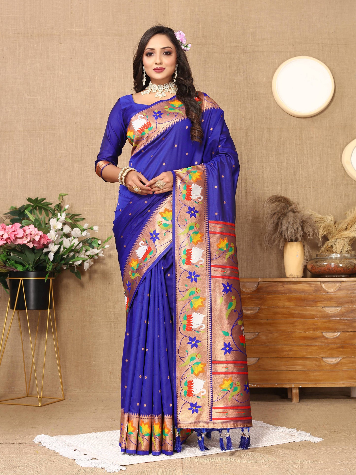 luxurious designer Soft  Paithani  silk saree with Meenakari  weawing design  silk saree