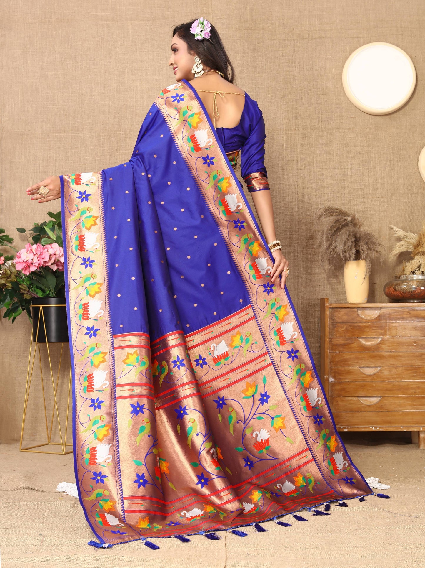 luxurious designer Soft  Paithani  silk saree with Meenakari  weawing design  silk saree