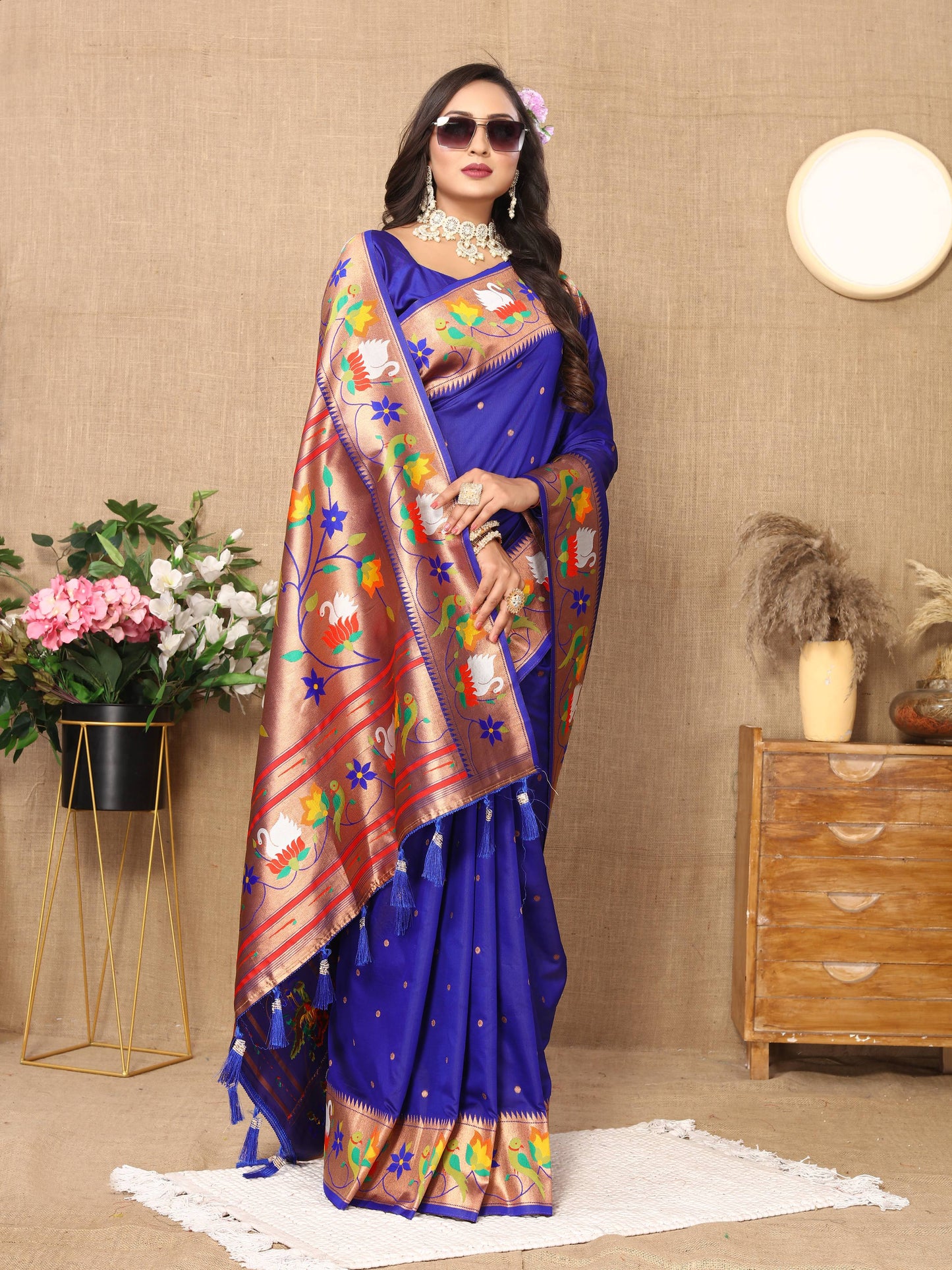 luxurious designer Soft  Paithani  silk saree with Meenakari  weawing design  silk saree