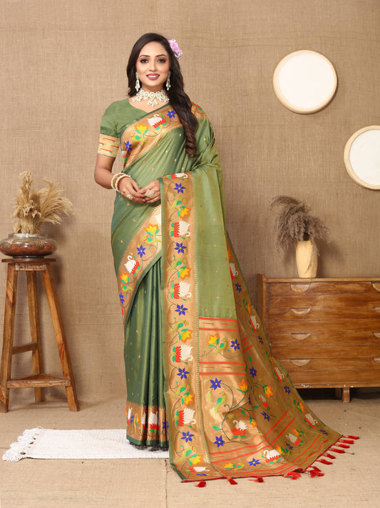 luxurious designer Soft  Paithani  silk saree with Meenakari  weawing design  silk saree