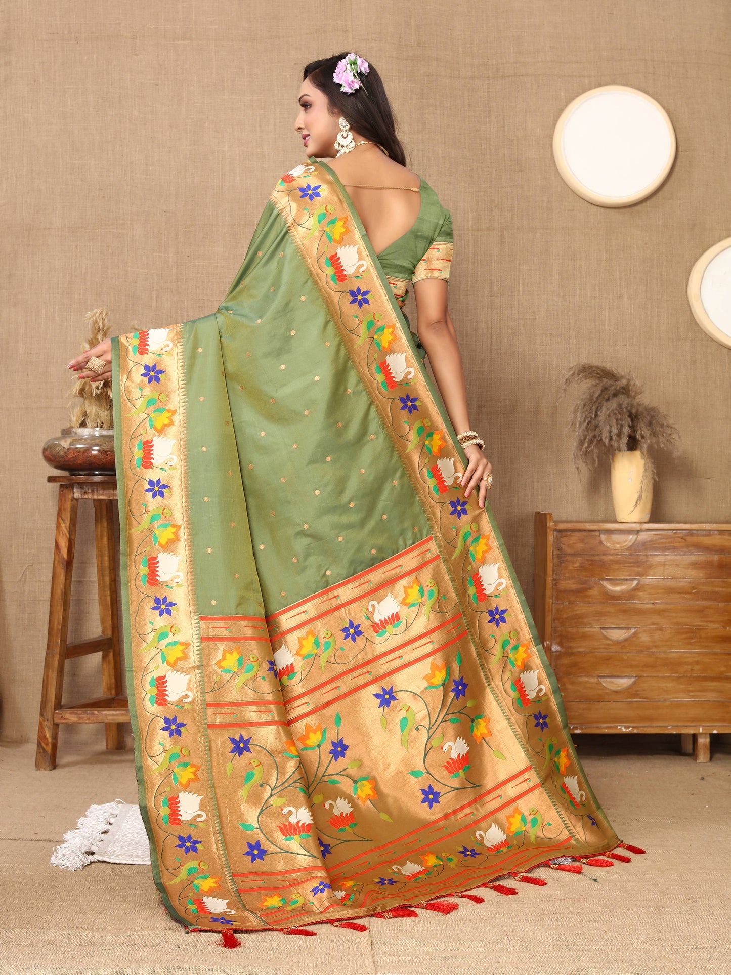 luxurious designer Soft  Paithani  silk saree with Meenakari  weawing design  silk saree