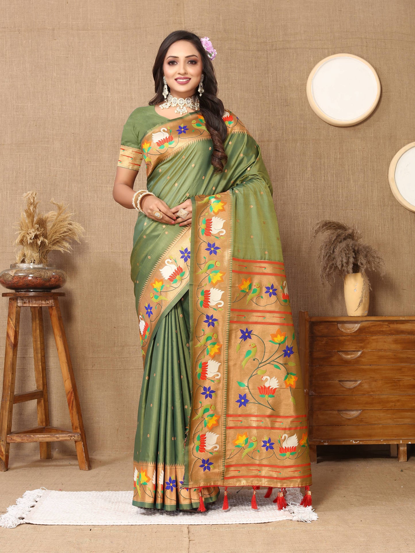 luxurious designer Soft  Paithani  silk saree with Meenakari  weawing design  silk saree