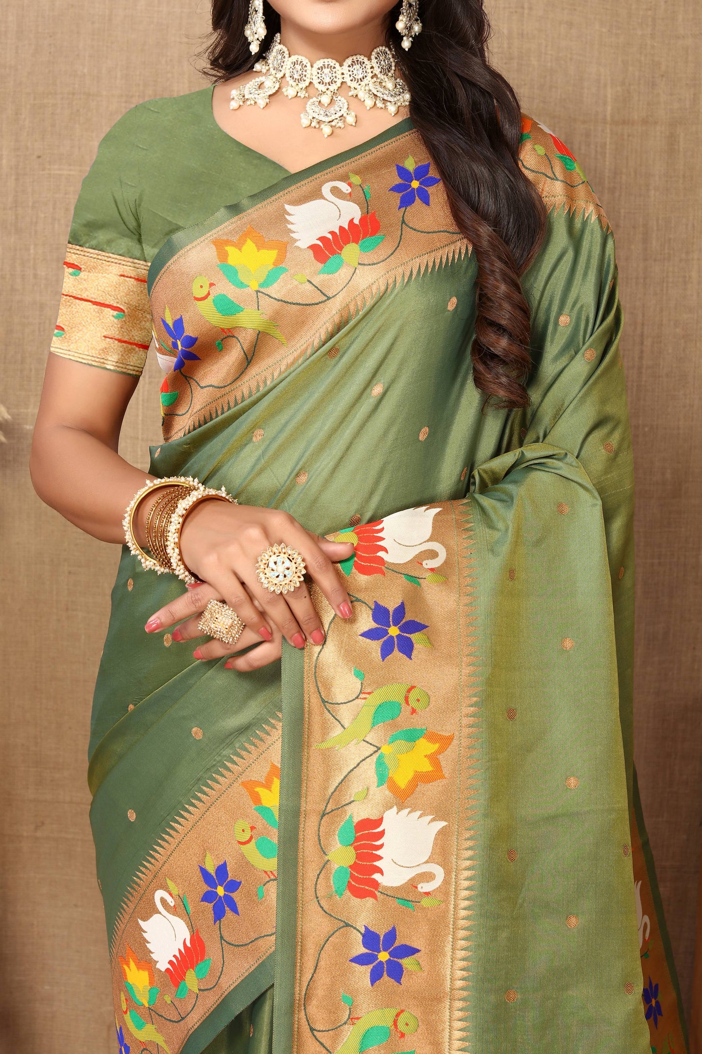 luxurious designer Soft  Paithani  silk saree with Meenakari  weawing design  silk saree