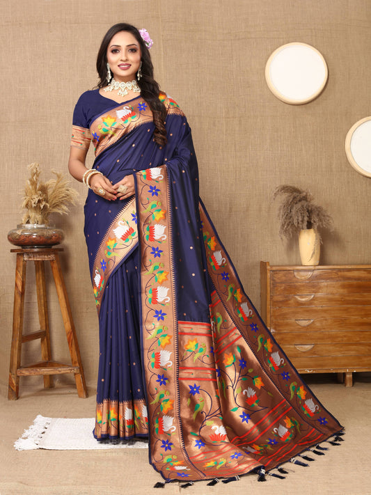 luxurious designer Soft  Paithani  silk saree with Meenakari  weawing design  silk saree