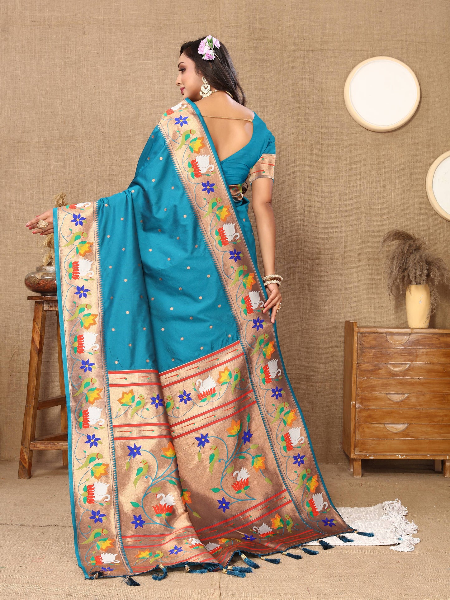 luxurious designer Soft  Paithani  silk saree with Meenakari  weawing design  silk saree