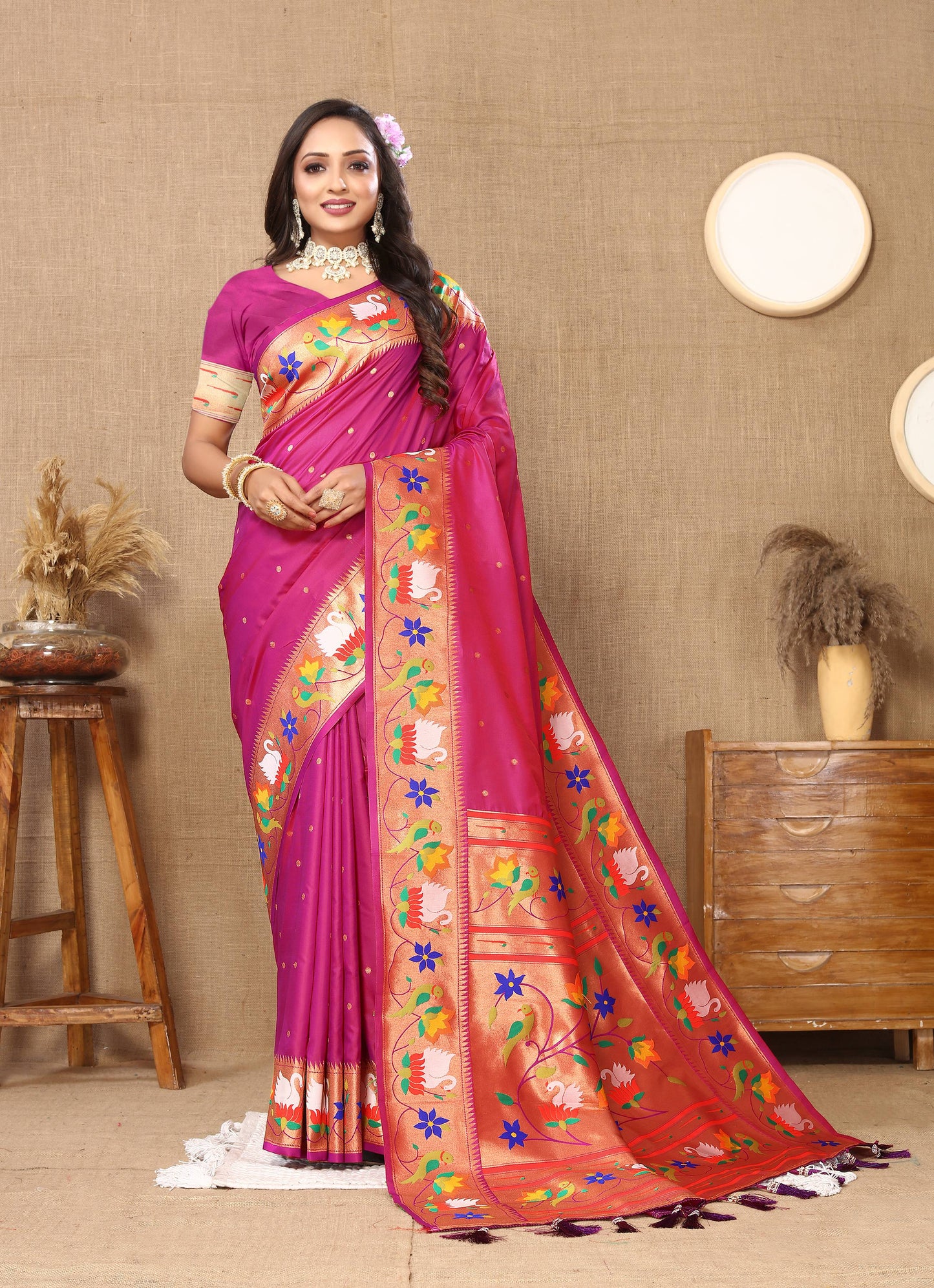 luxurious designer Soft  Paithani  silk saree with Meenakari  weawing design  silk saree