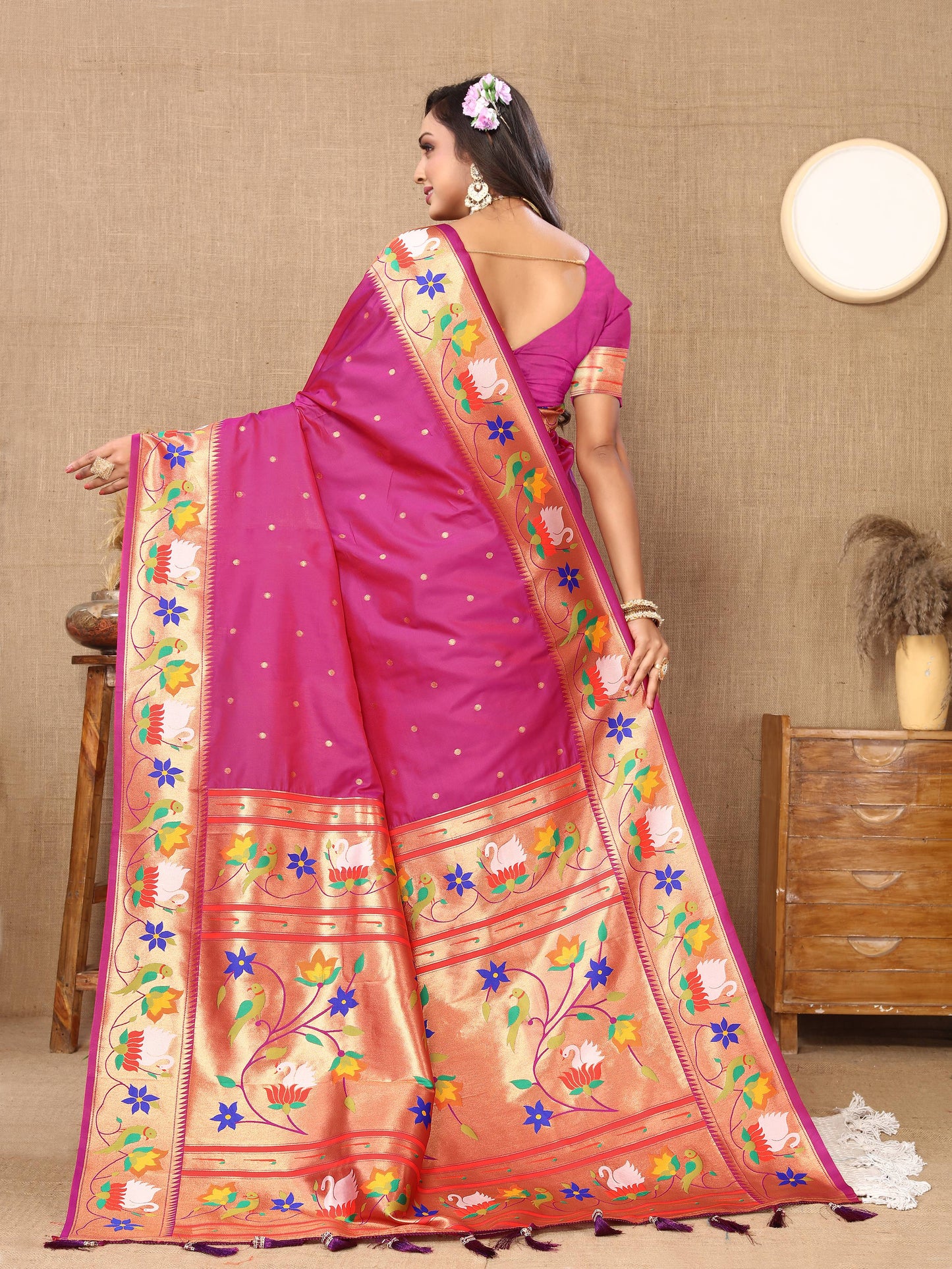 luxurious designer Soft  Paithani  silk saree with Meenakari  weawing design  silk saree