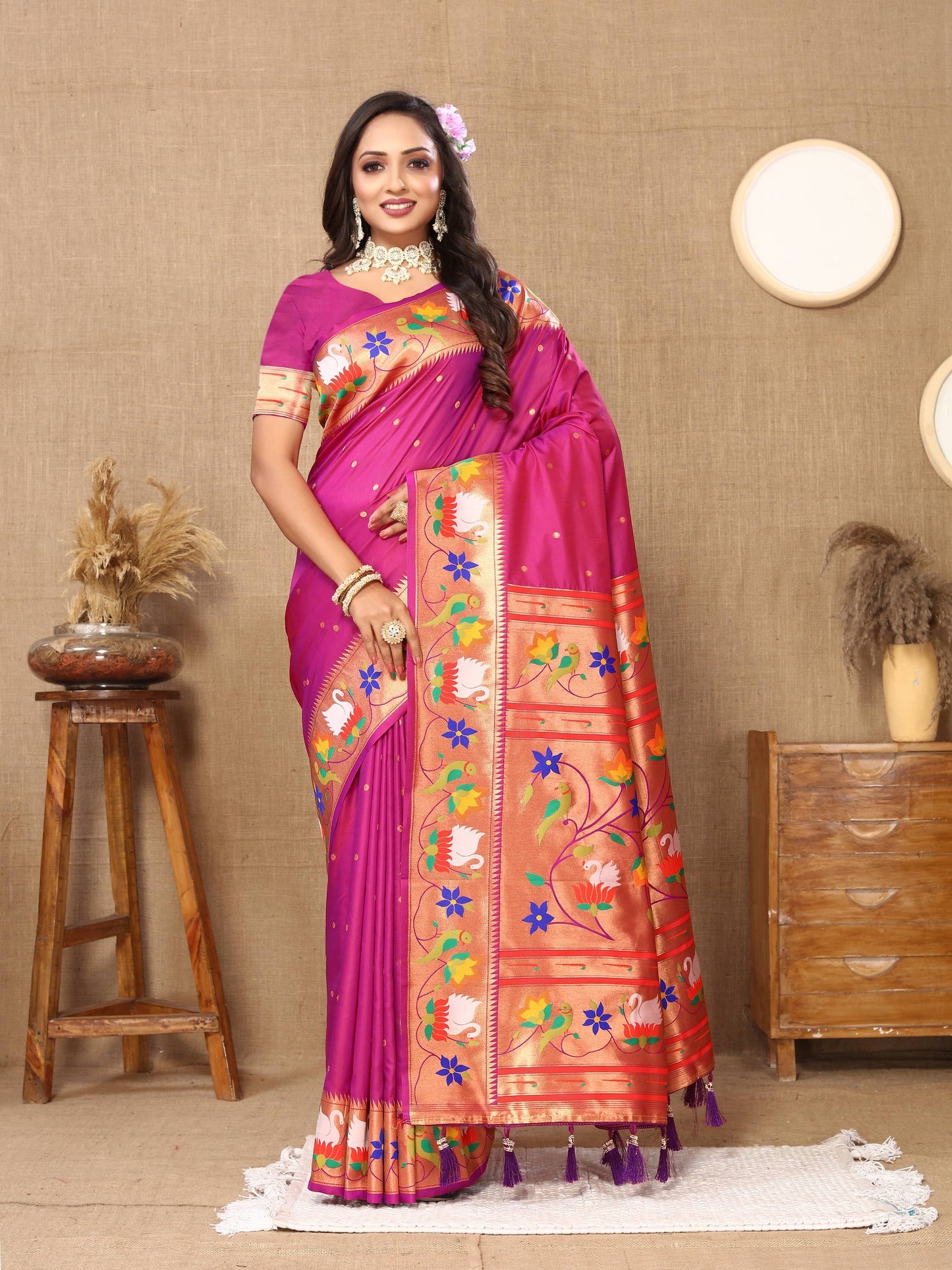 luxurious designer Soft  Paithani  silk saree with Meenakari  weawing design  silk saree