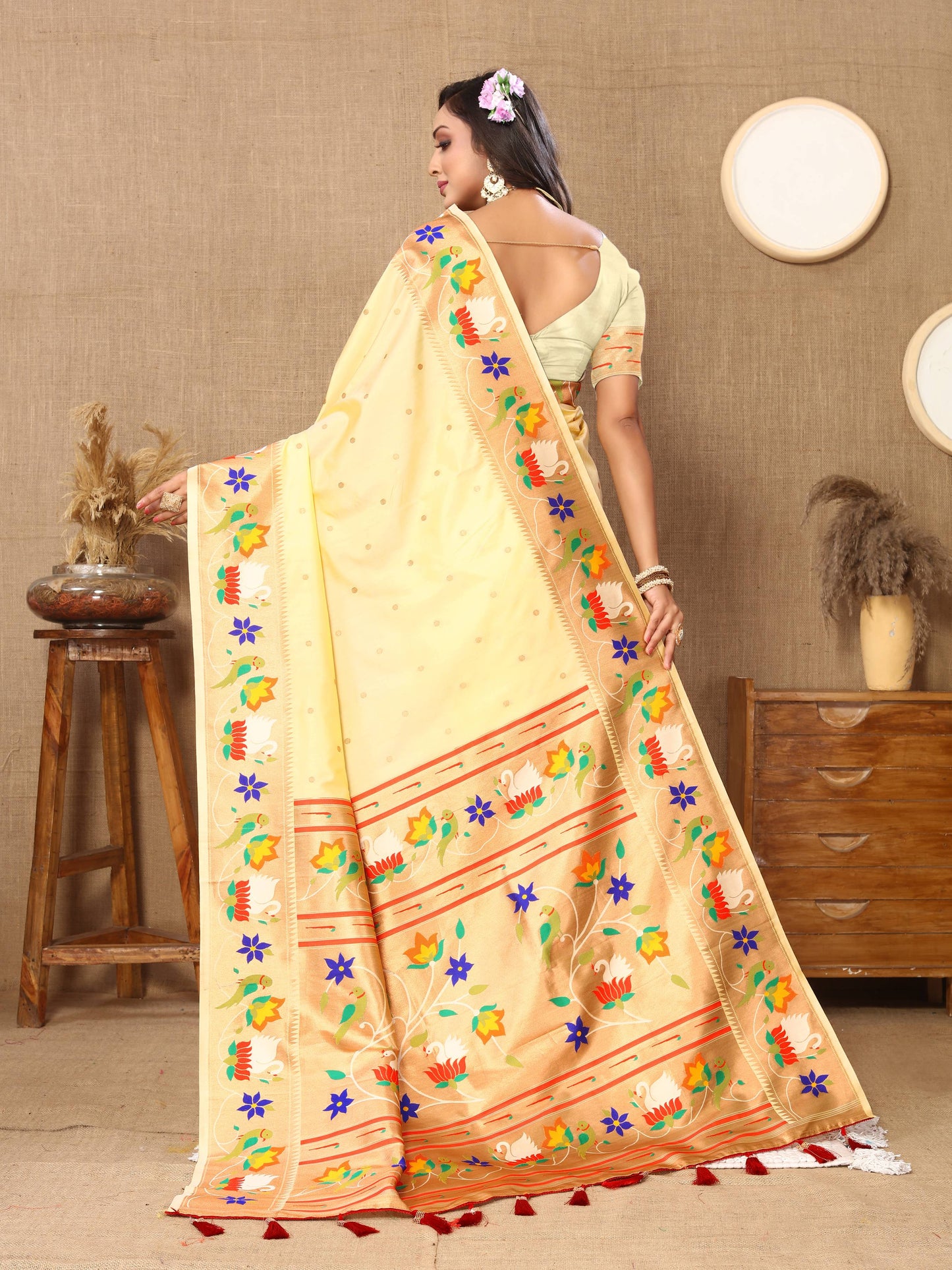 luxurious designer Soft  Paithani  silk saree with Meenakari  weawing design  silk saree