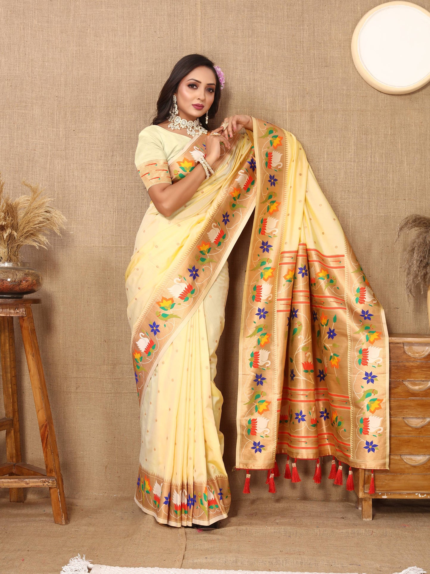 luxurious designer Soft  Paithani  silk saree with Meenakari  weawing design  silk saree