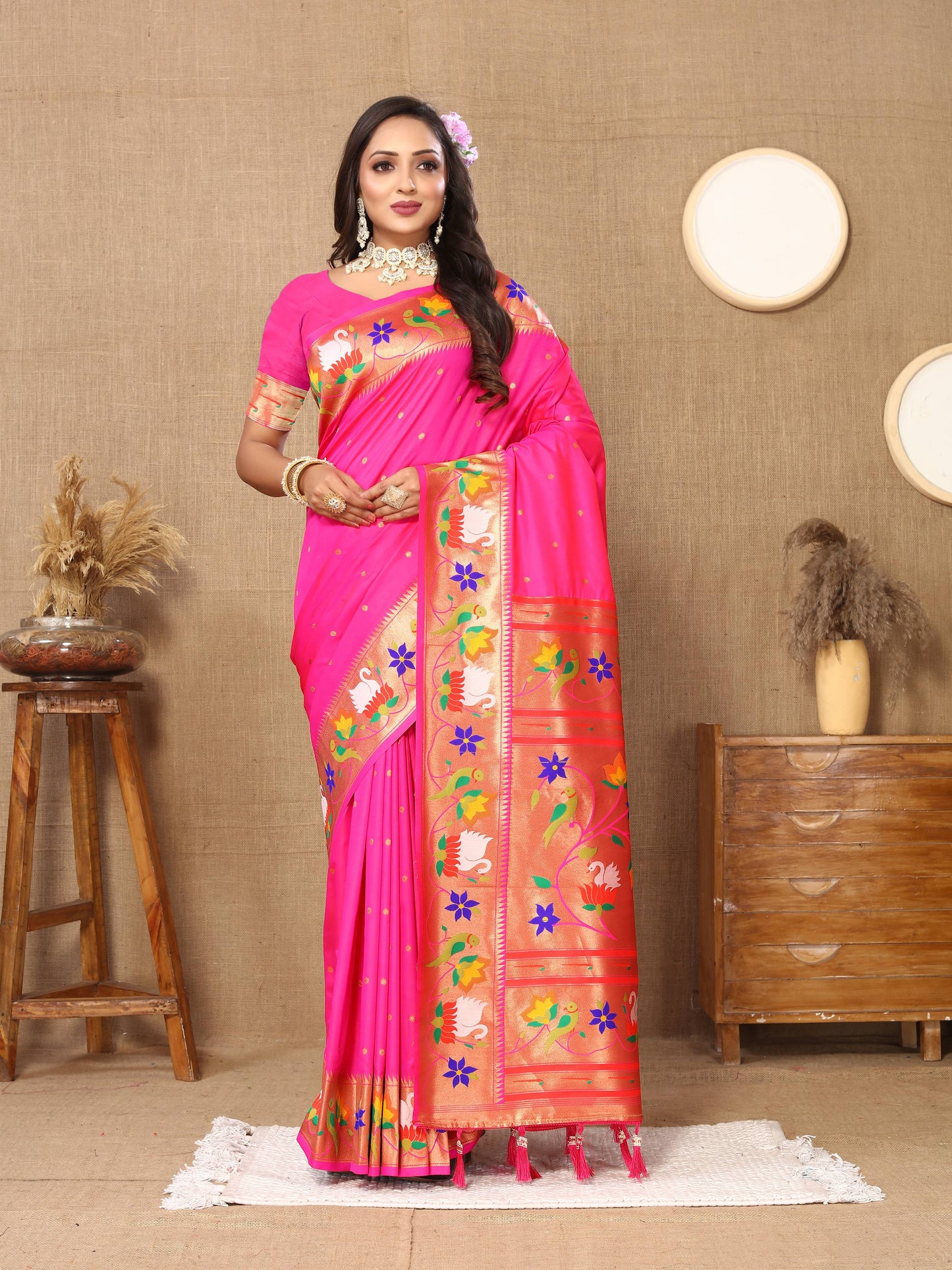 luxurious designer Soft  Paithani  silk saree with Meenakari  weawing design  silk saree