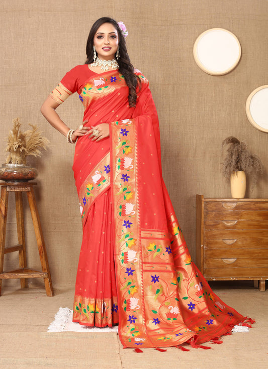 luxurious designer Soft  Paithani  silk saree with Meenakari  weawing design  silk saree