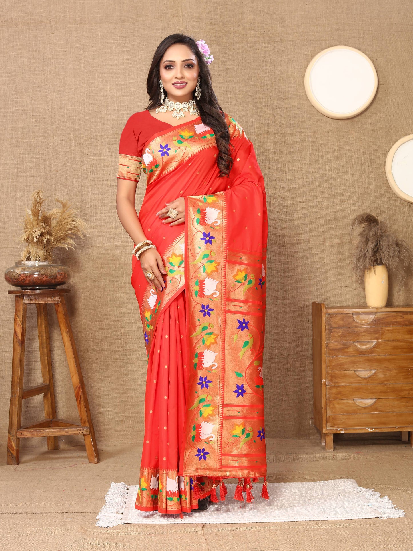 luxurious designer Soft  Paithani  silk saree with Meenakari  weawing design  silk saree