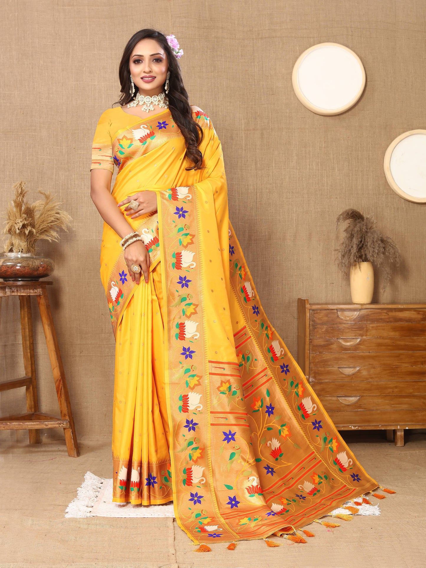 luxurious designer Soft  Paithani  silk saree with Meenakari  weawing design  silk saree