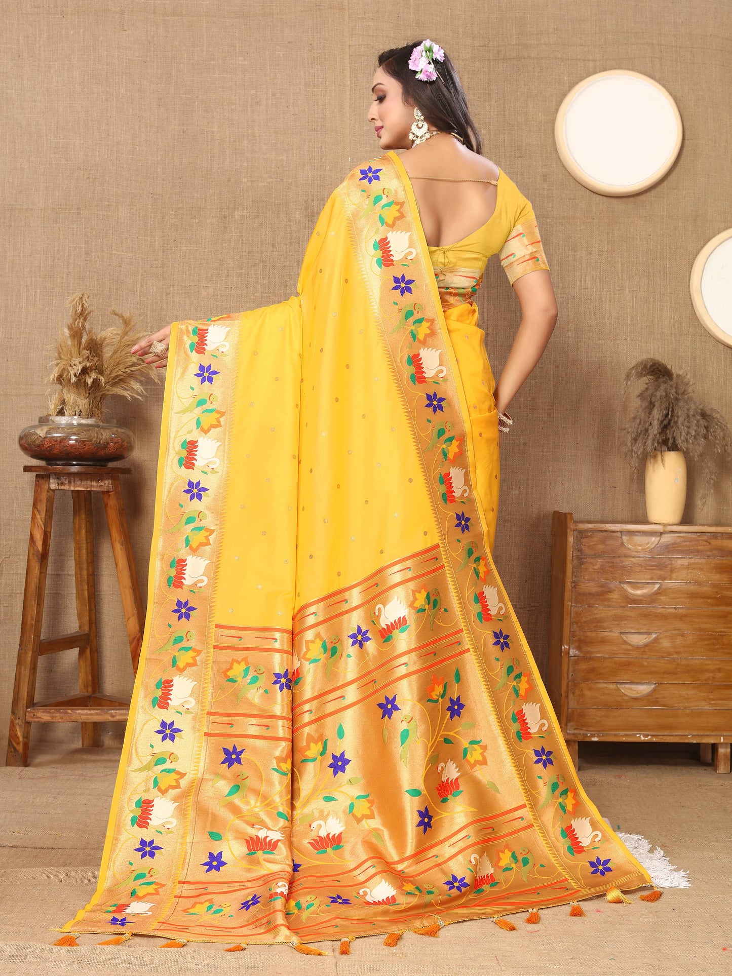 luxurious designer Soft  Paithani  silk saree with Meenakari  weawing design  silk saree