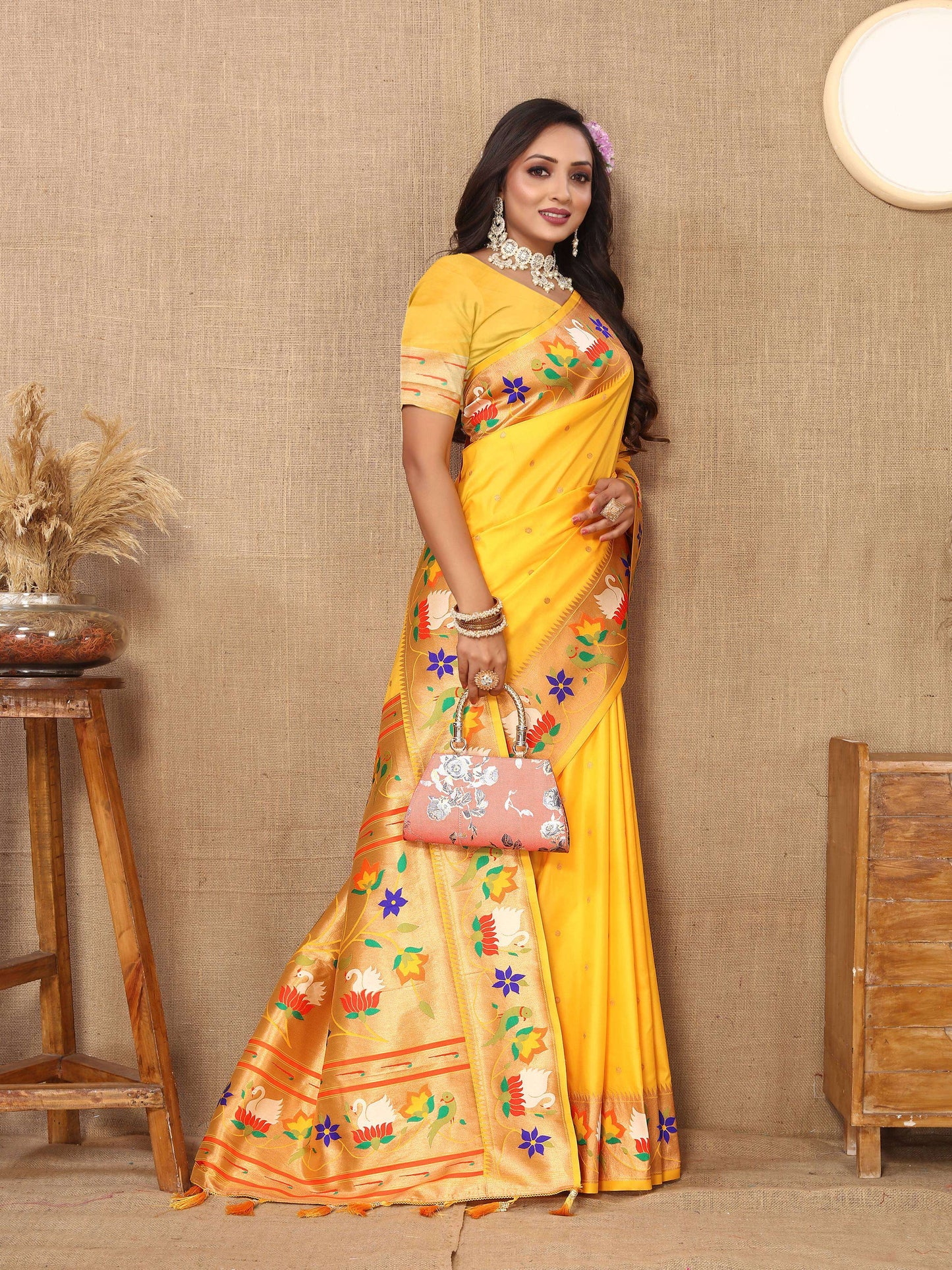 luxurious designer Soft  Paithani  silk saree with Meenakari  weawing design  silk saree