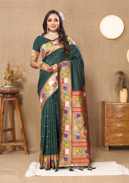 luxurious designer Soft  Paithani  silk saree with Meenakari  weawing design  silk saree