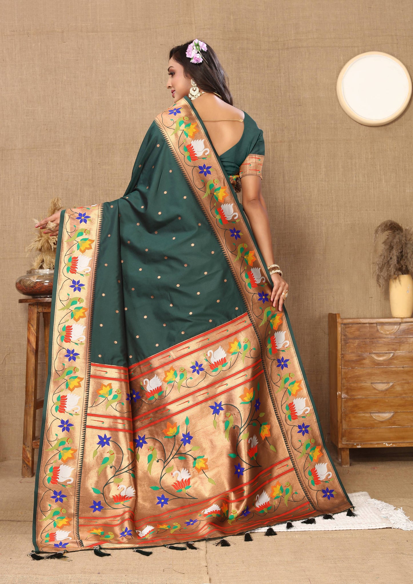 luxurious designer Soft  Paithani  silk saree with Meenakari  weawing design  silk saree