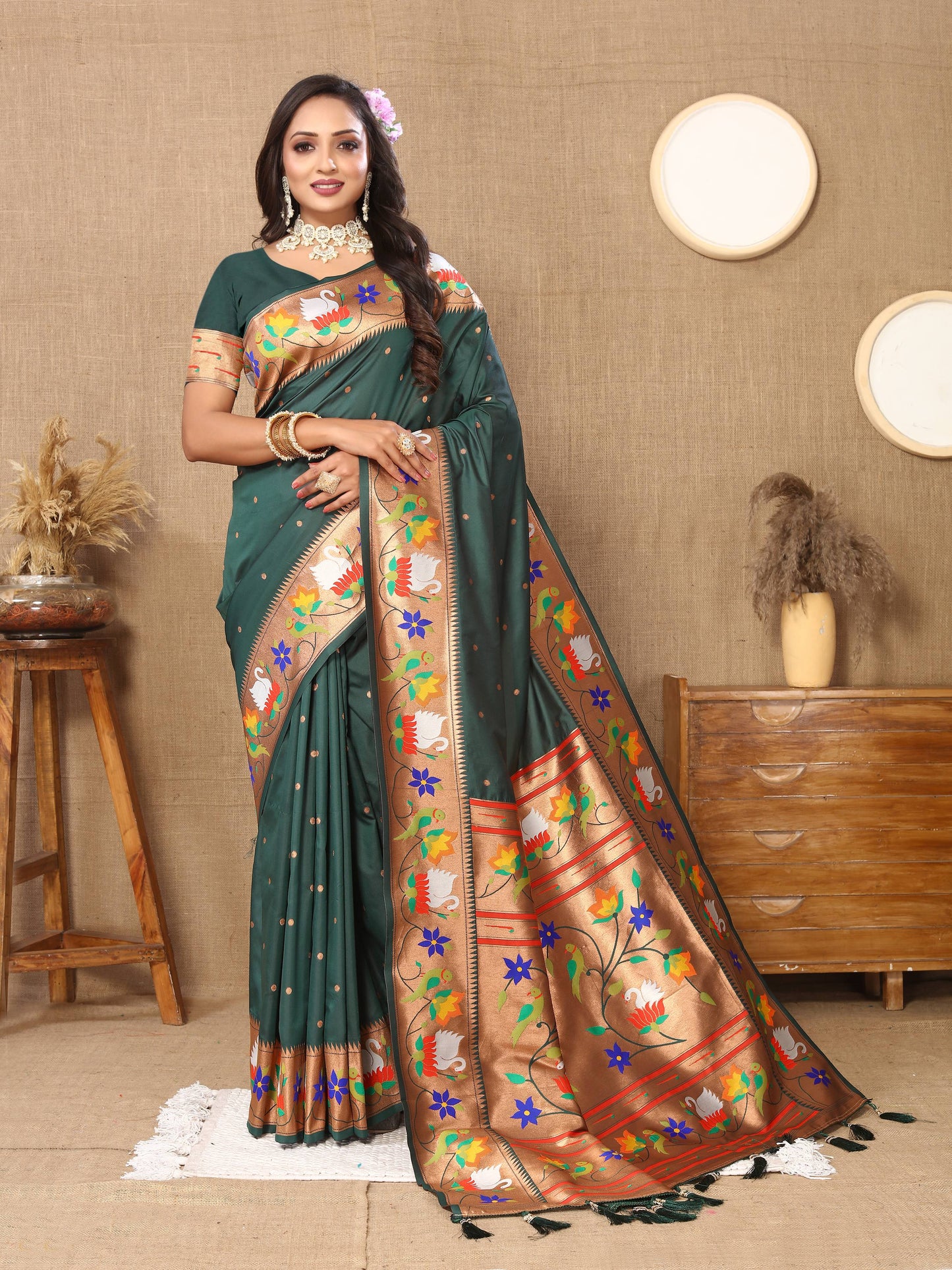 luxurious designer Soft  Paithani  silk saree with Meenakari  weawing design  silk saree