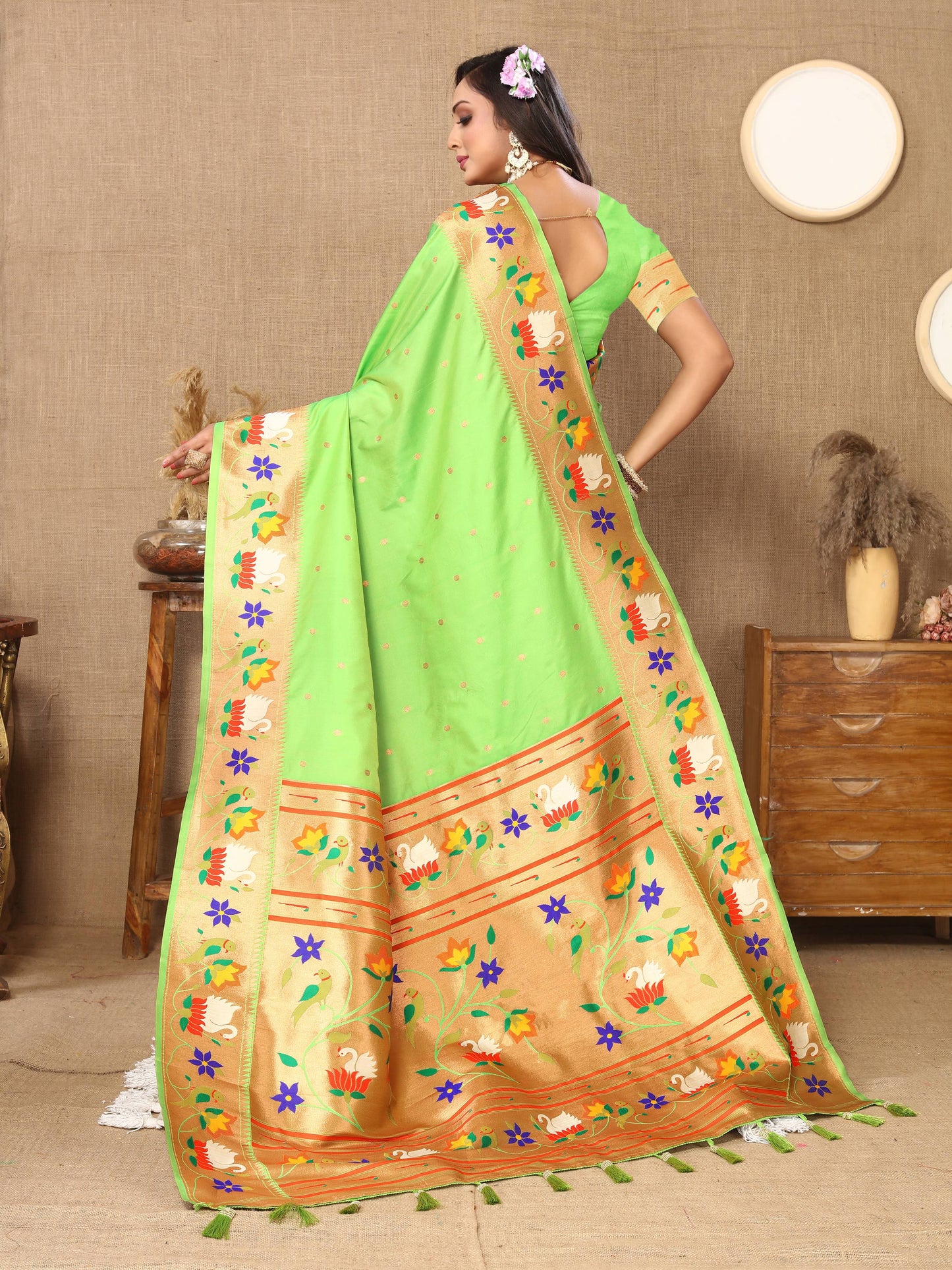 luxurious designer Soft  Paithani  silk saree with Meenakari  weawing design  silk saree