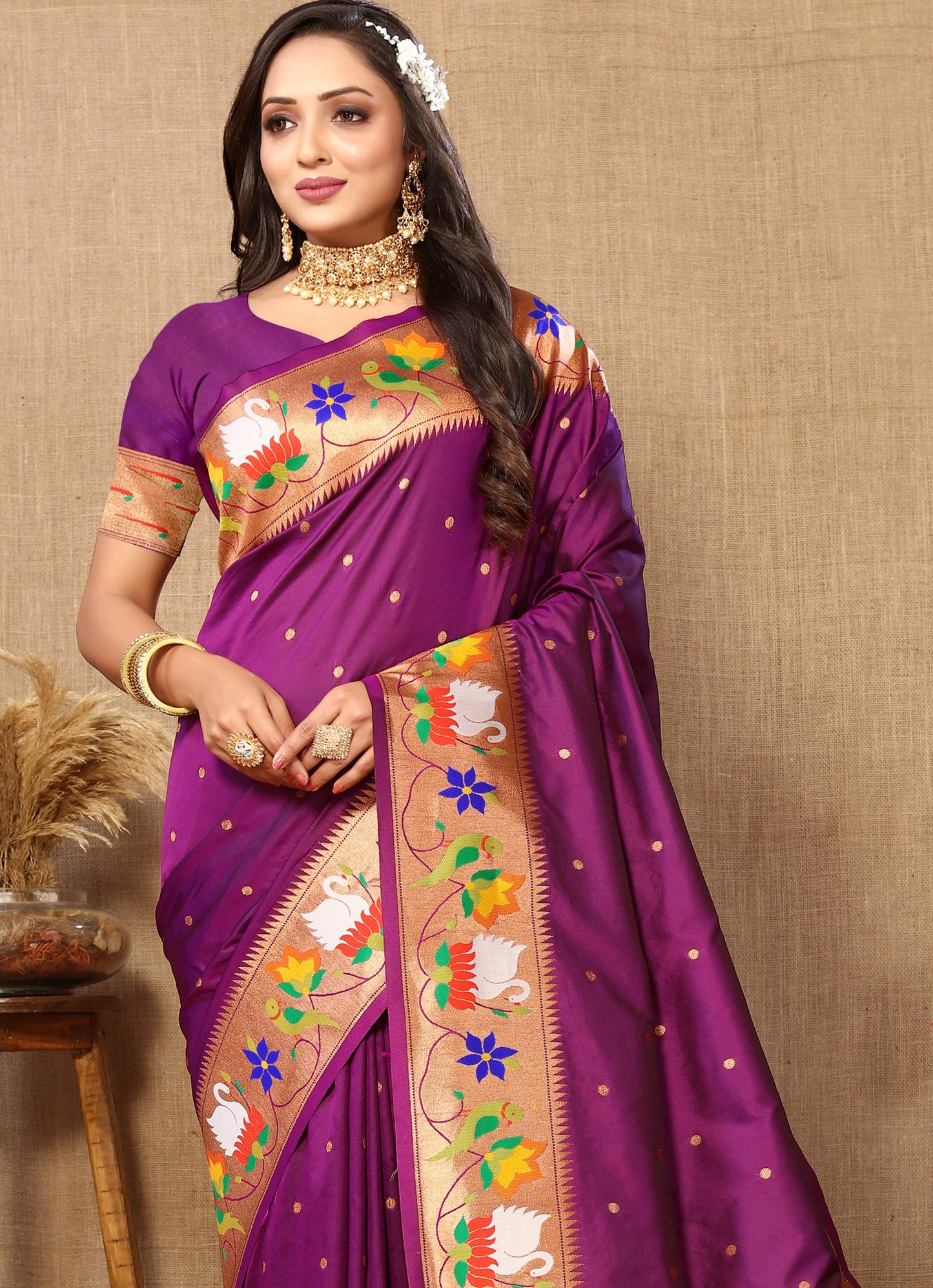 luxurious designer Soft  Paithani  silk saree with Meenakari  weawing design  silk saree