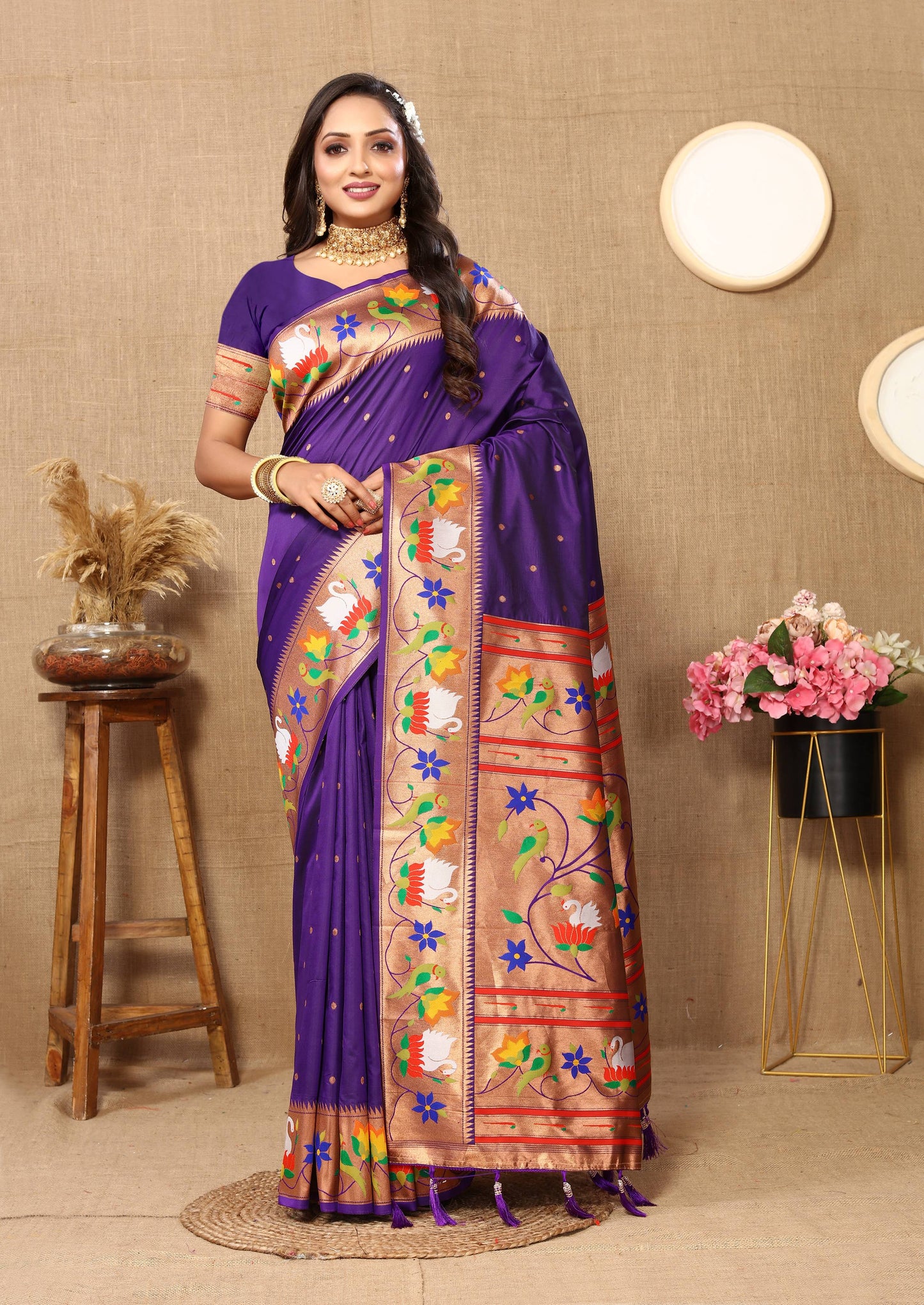 luxurious designer Soft  Paithani  silk saree with Meenakari  weawing design  silk saree